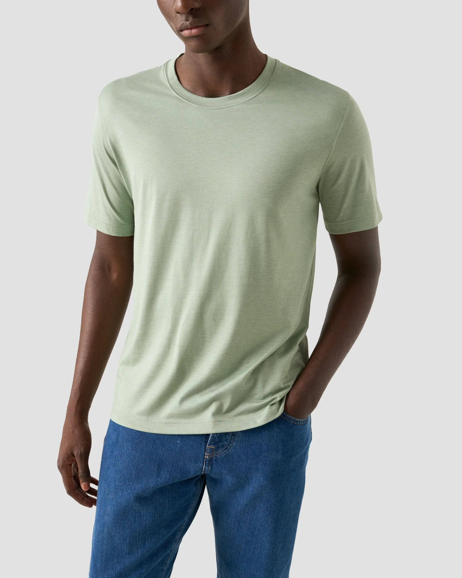 Eton - mid green cotton and silk t shirt