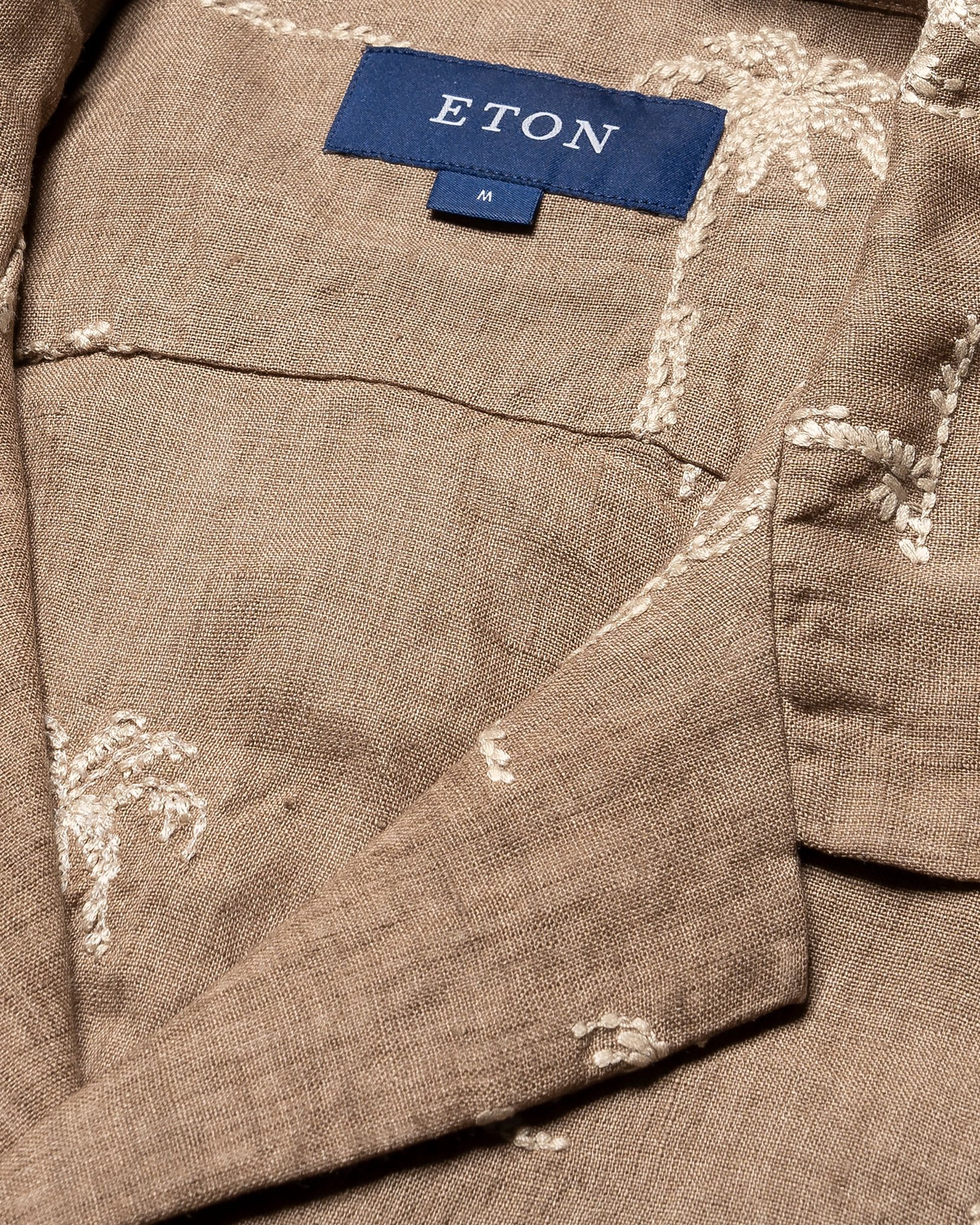 Eton - palm tree embroidery linen shirt