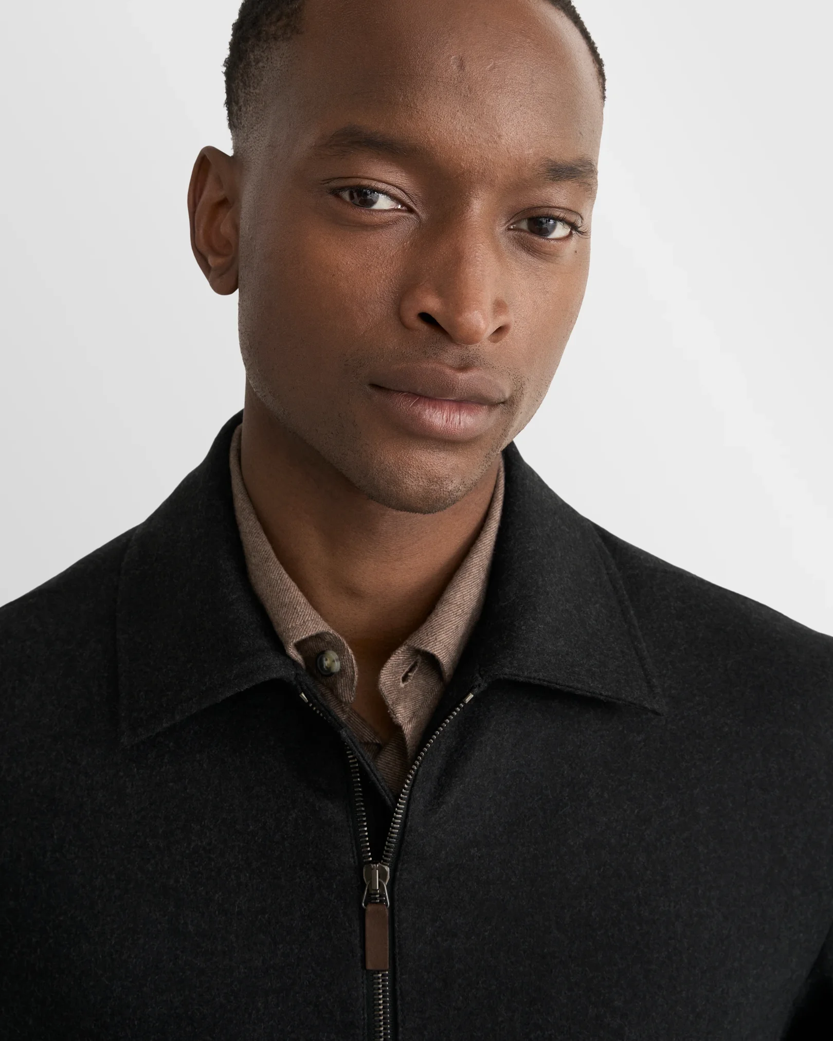 Eton - black wool harrington full zip jacket