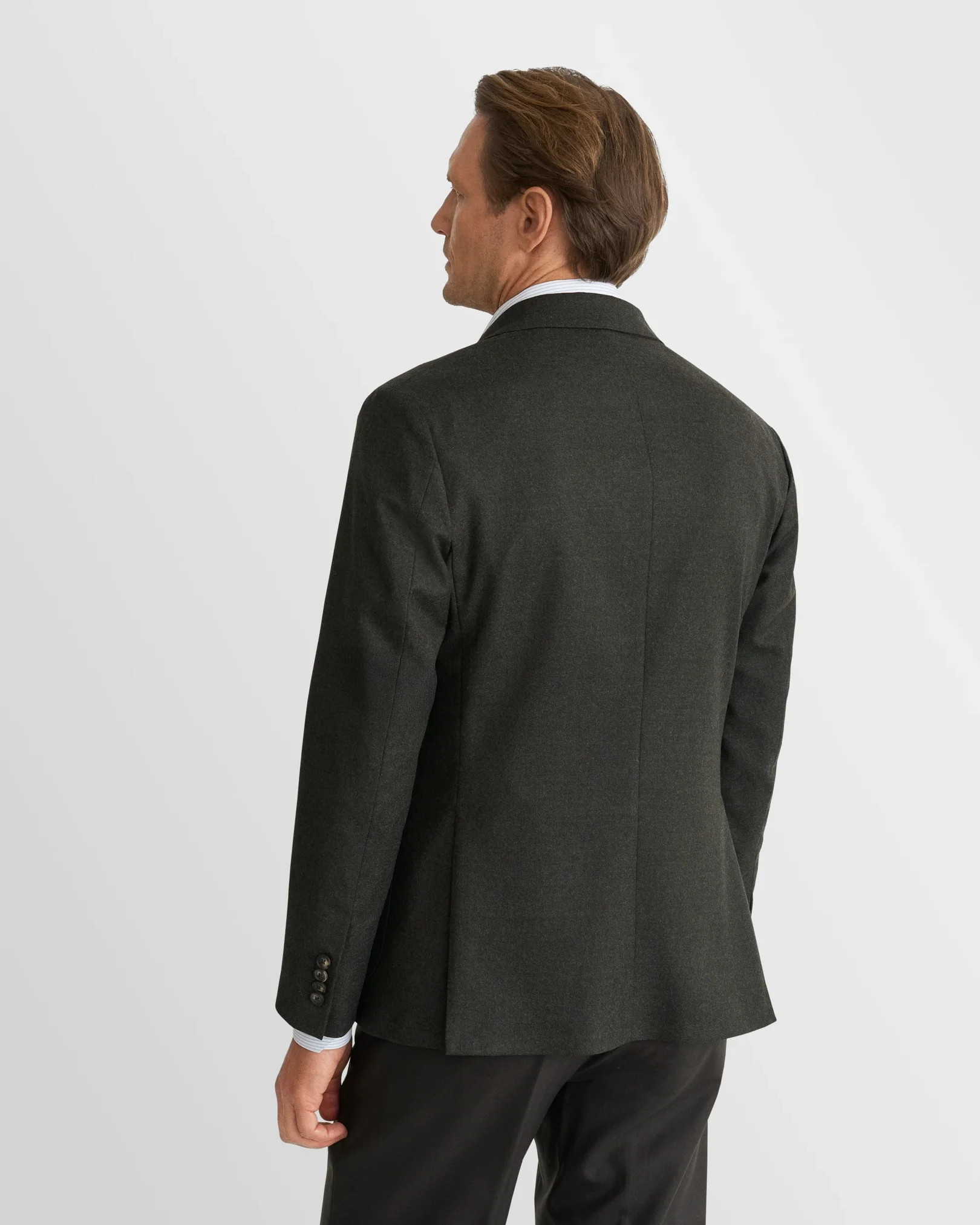 Eton - mid green wool flannel soft jacket