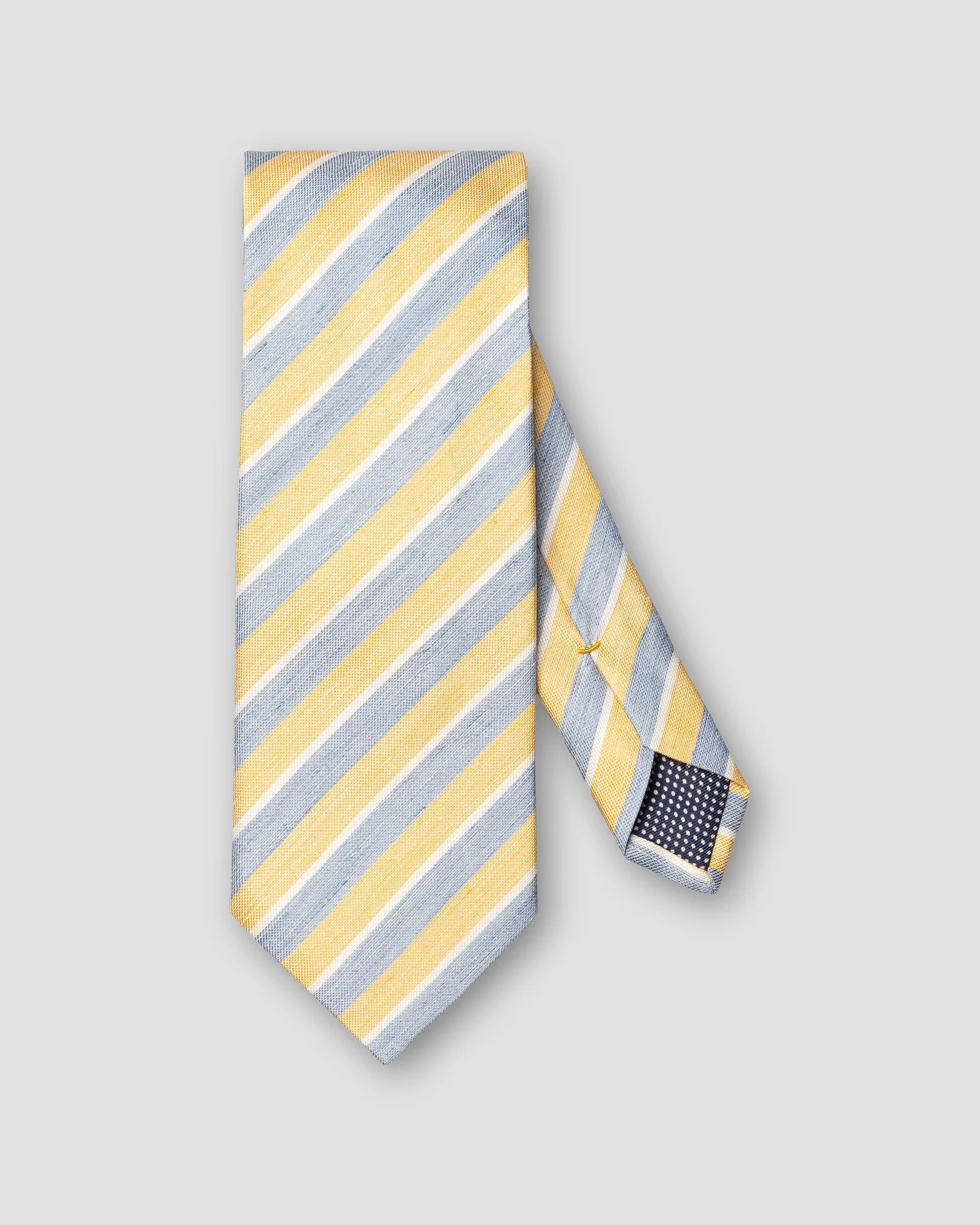 Eton - yellow striped woven linen silk tie