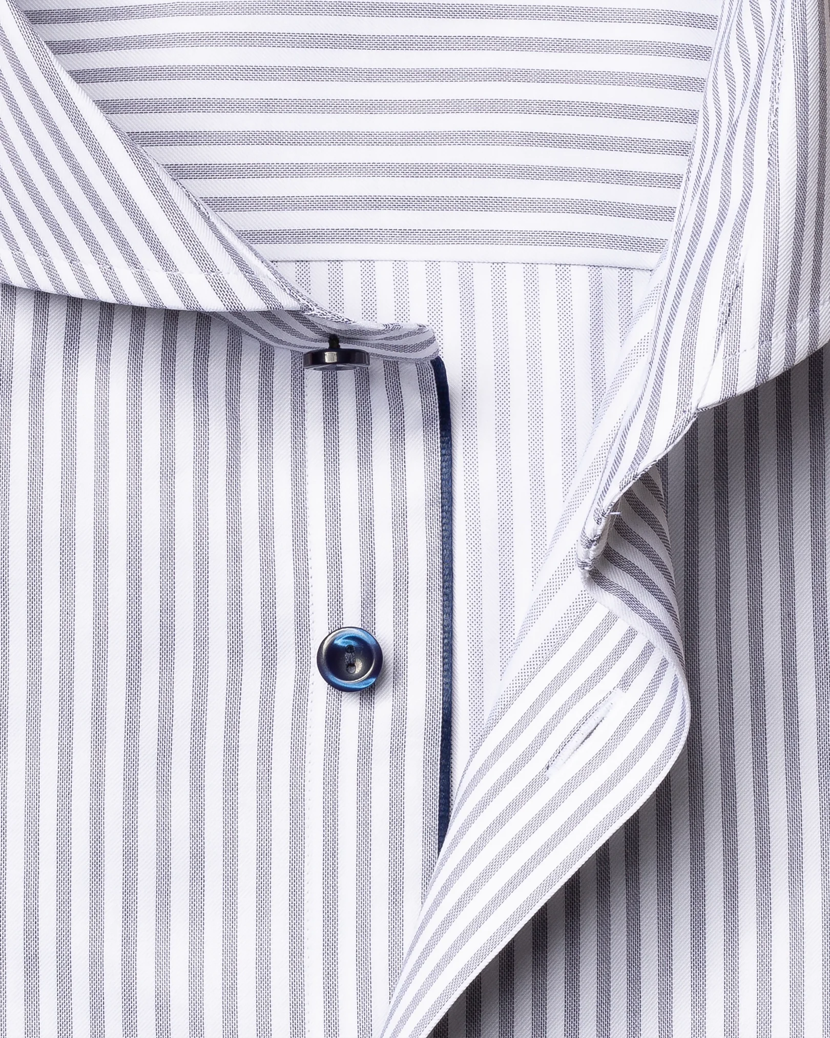 Eton - dark blue striped signature twill shirt extreme cut away