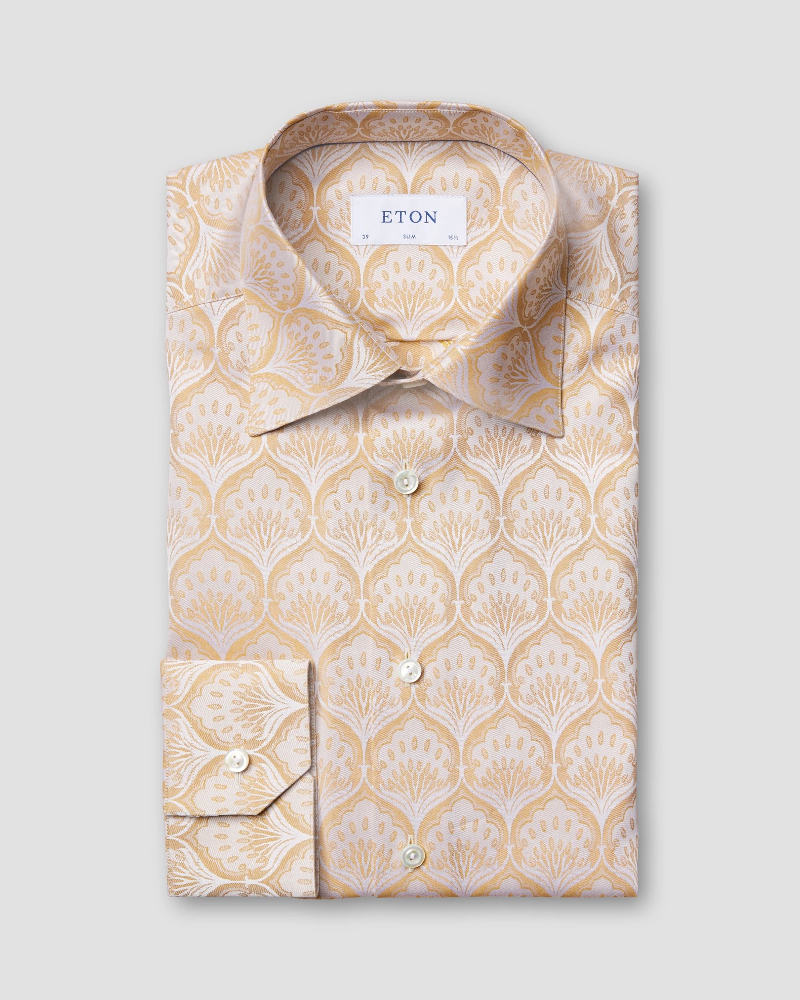 Eton - white and gold art deco jacquard shirt