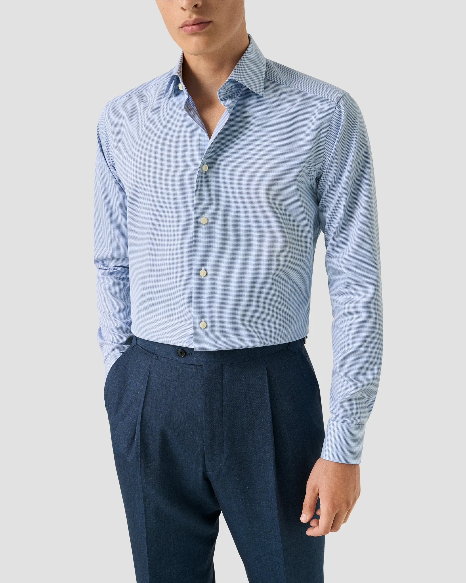 Eton - dark blue houndstooth signature twill shirt