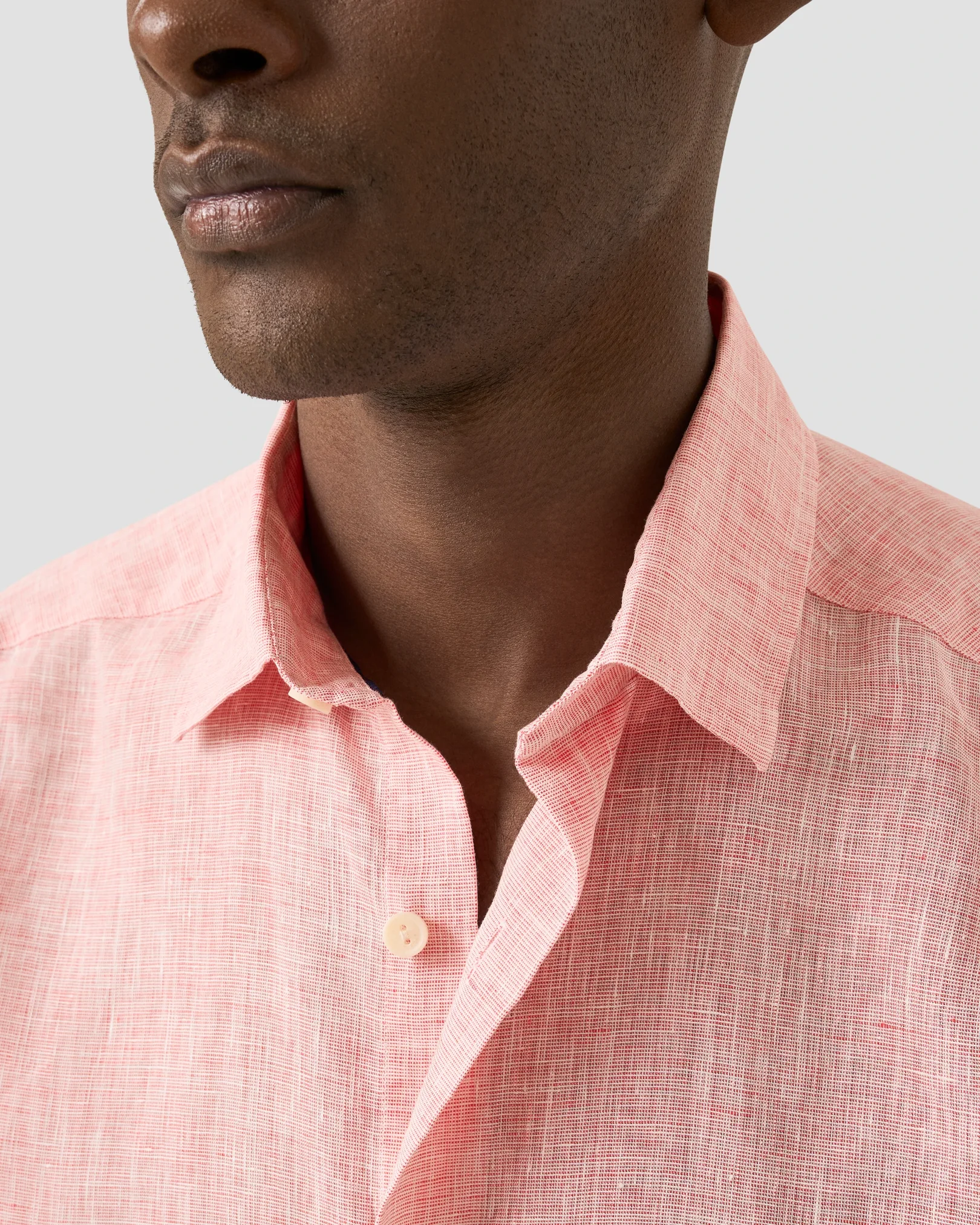 Eton - pink solid linen short sleeve shirt