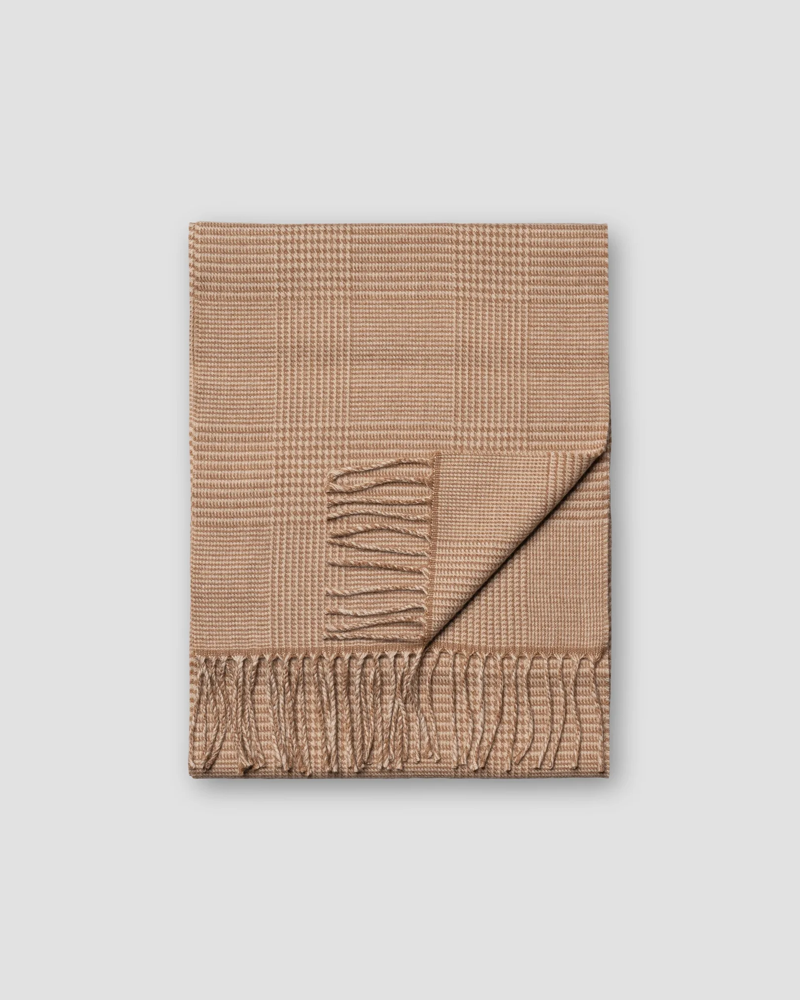 Eton - pow check merino wool scarf beige