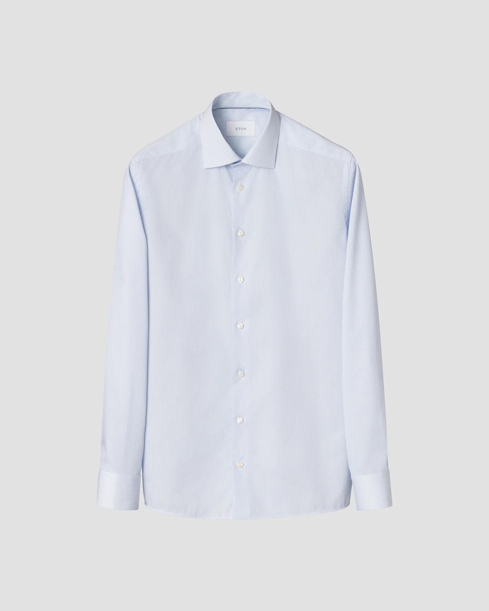Eton - light blue striped fine twill shirt cut away single slim