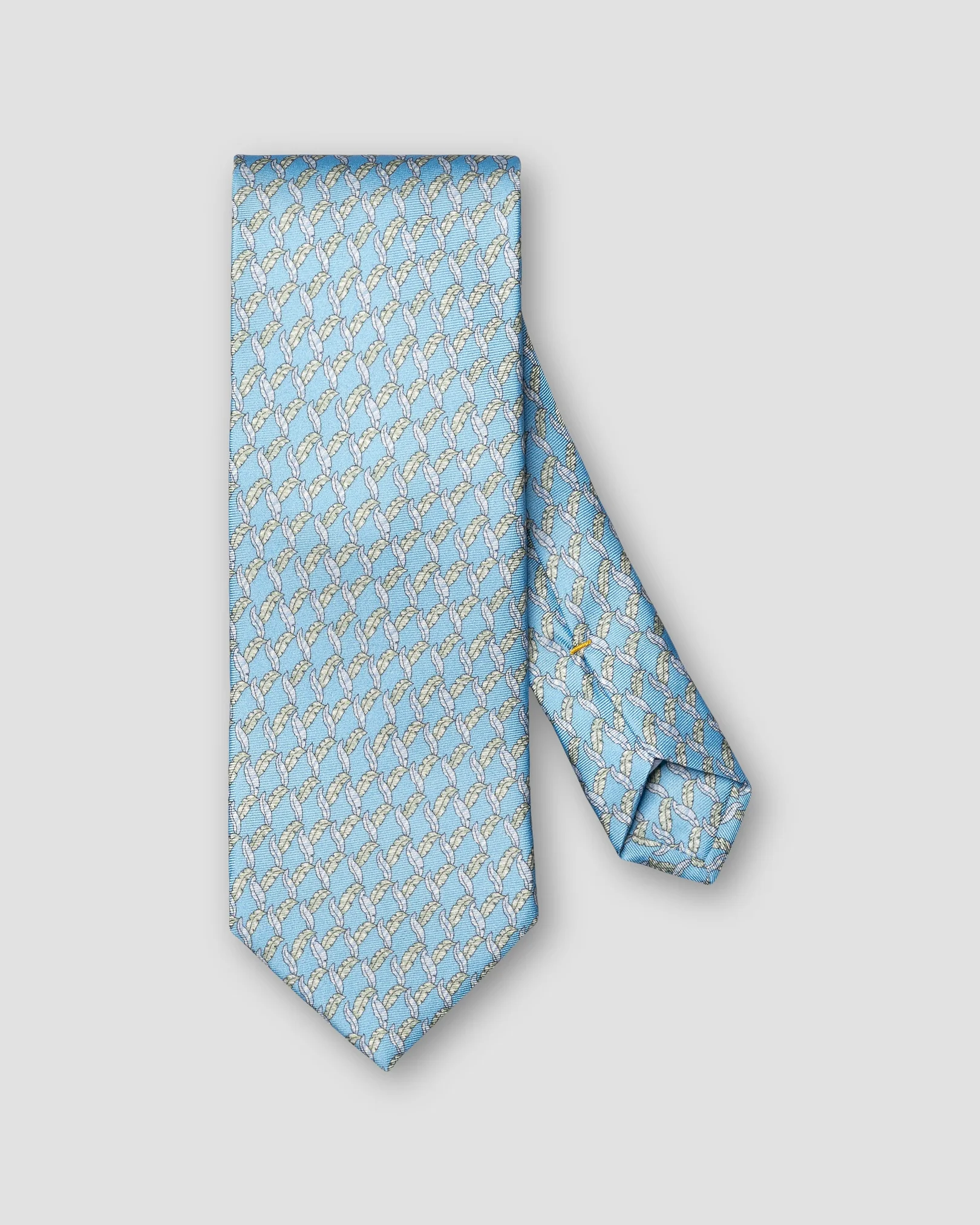 Eton - mid blue leaf print silk tie