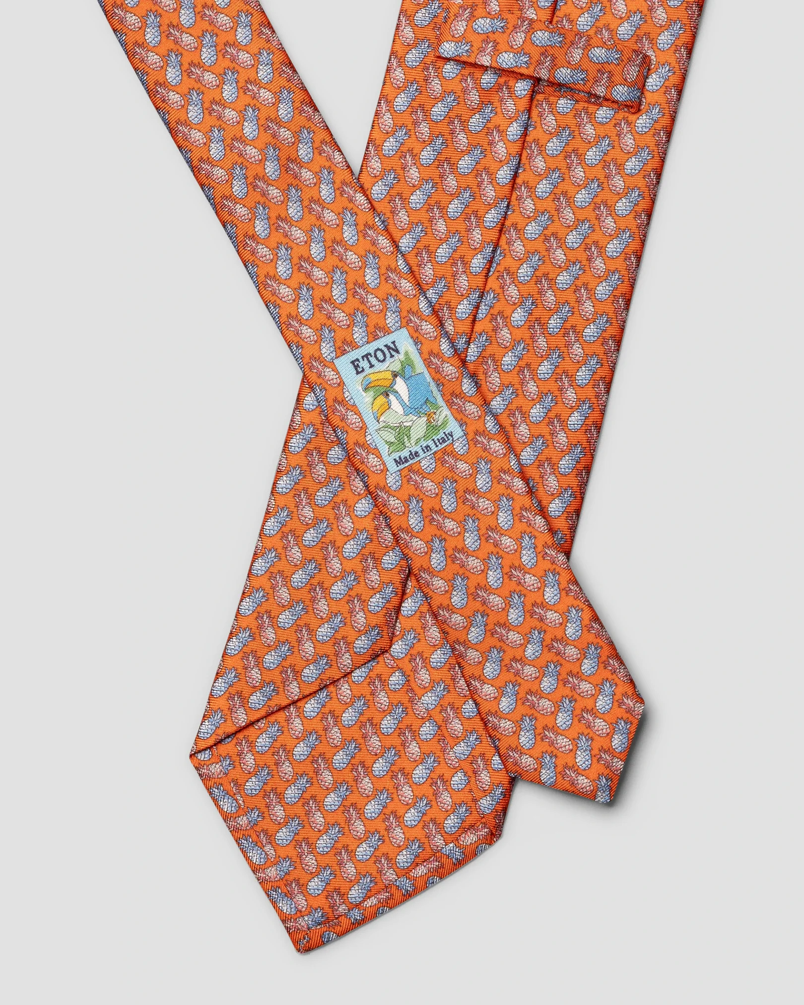 Eton - orange pineapple print silk tie