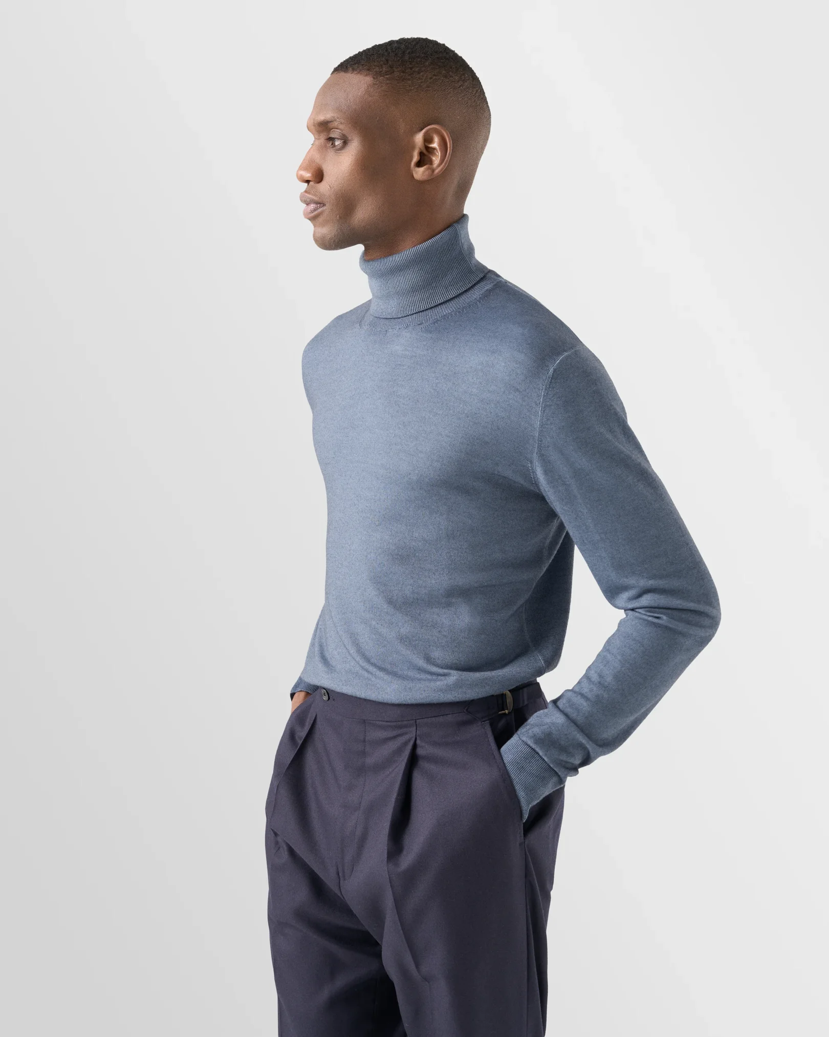Eton - light blue merino vintage turtle neck