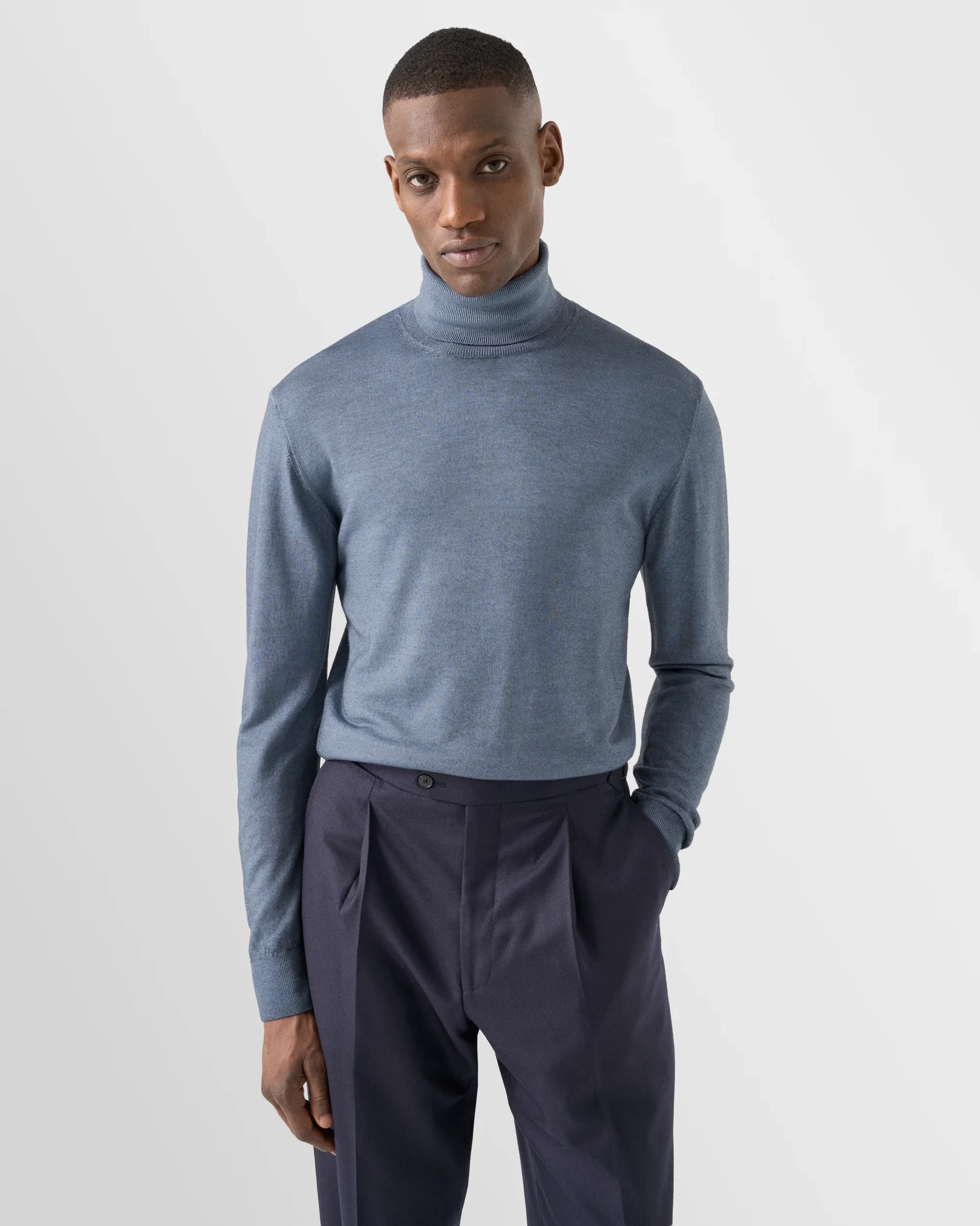 Eton - light blue merino vintage turtle neck
