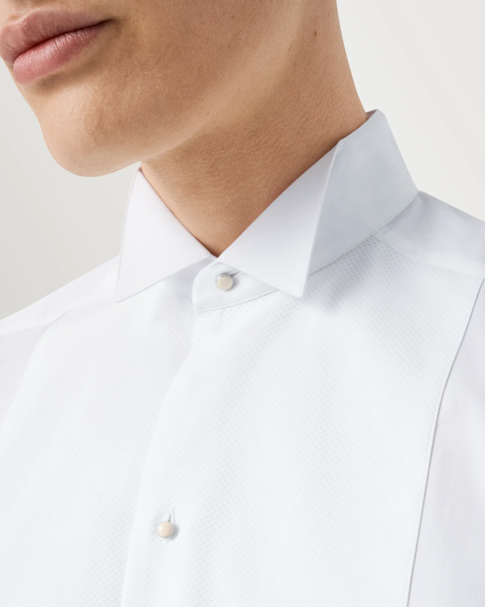 Eton - pique white tie shirt