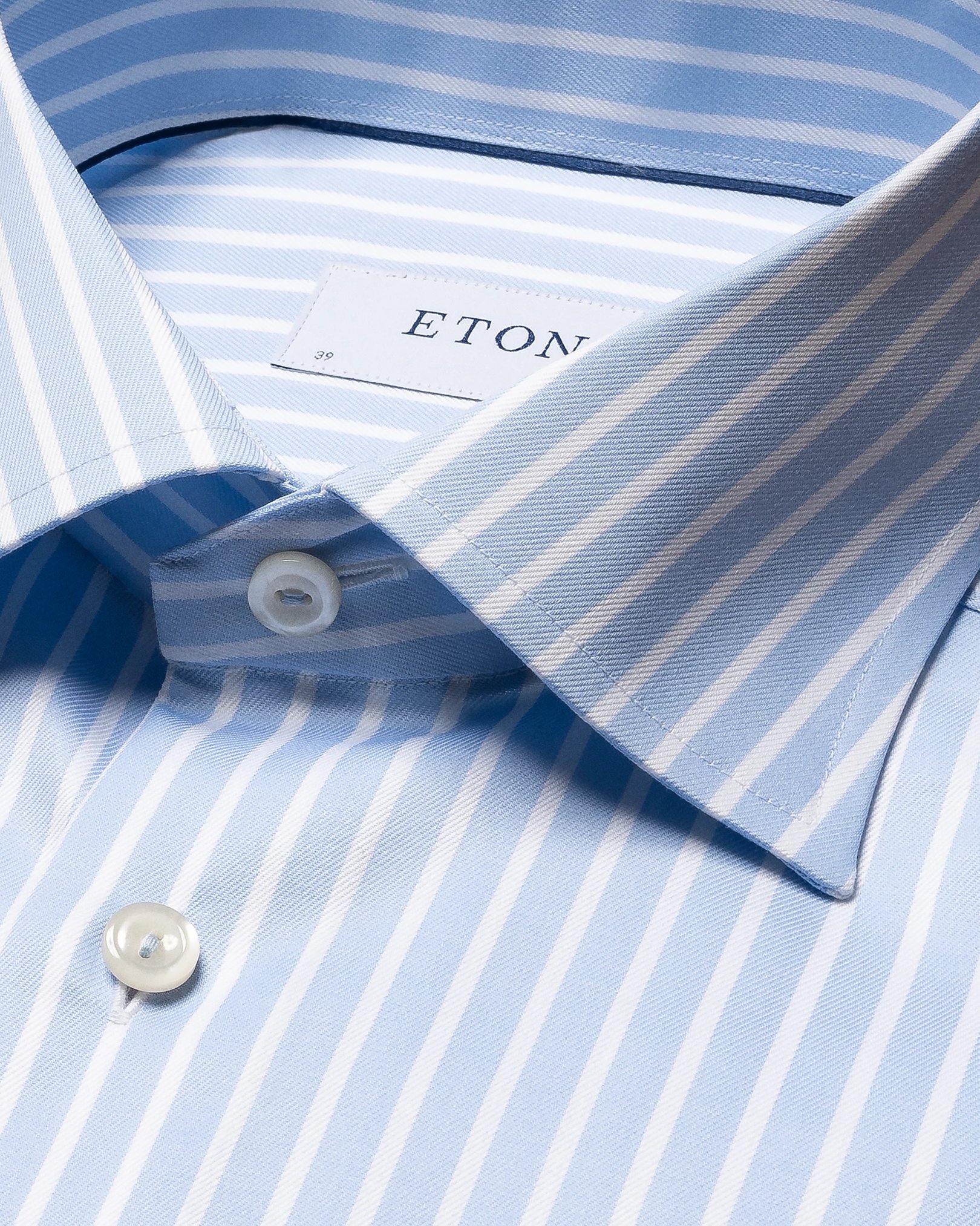 Eton - light blue signature twill bold stripe