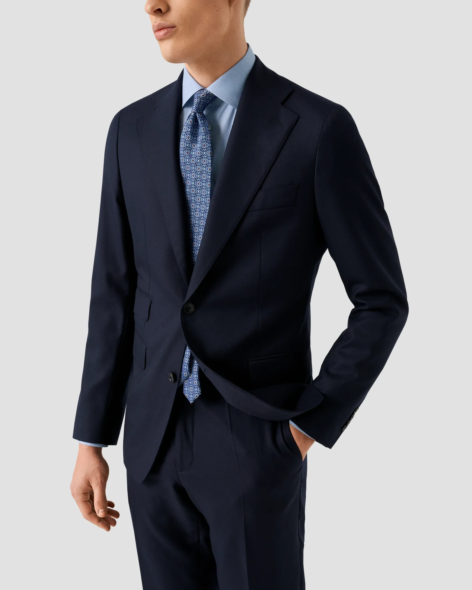 Eton - light blue fine check signature twill shirt
