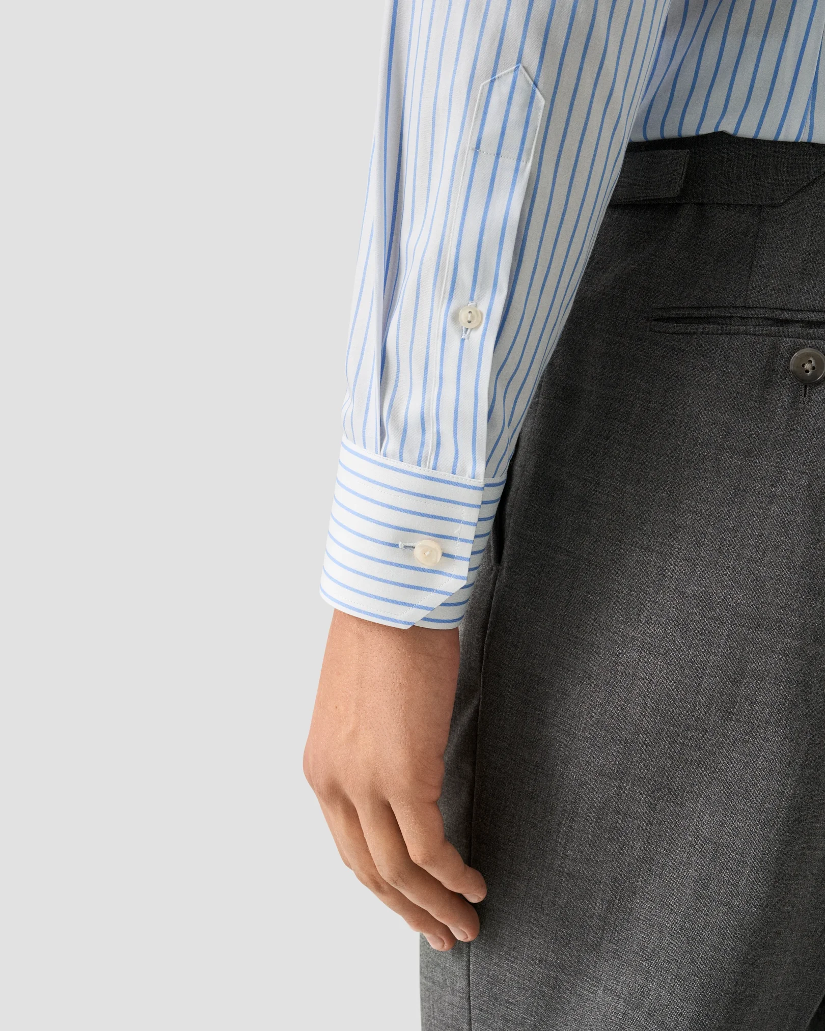 Eton - mid blue striped signature twill shirt