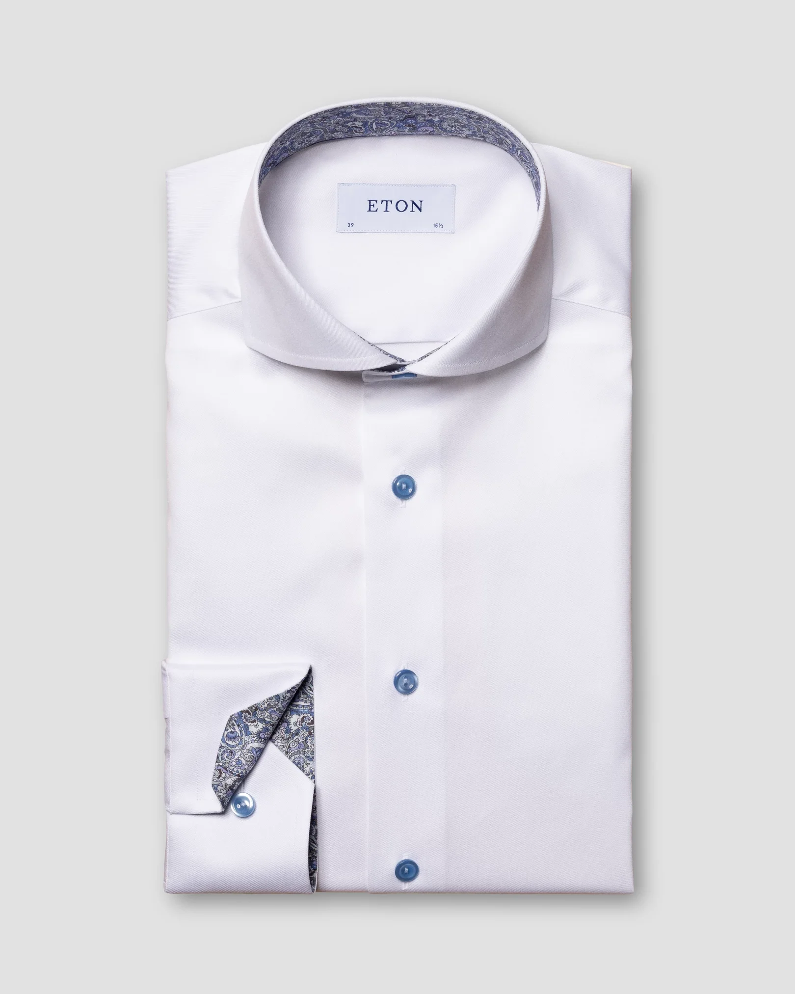 Eton - white signature twill shirt paisley details