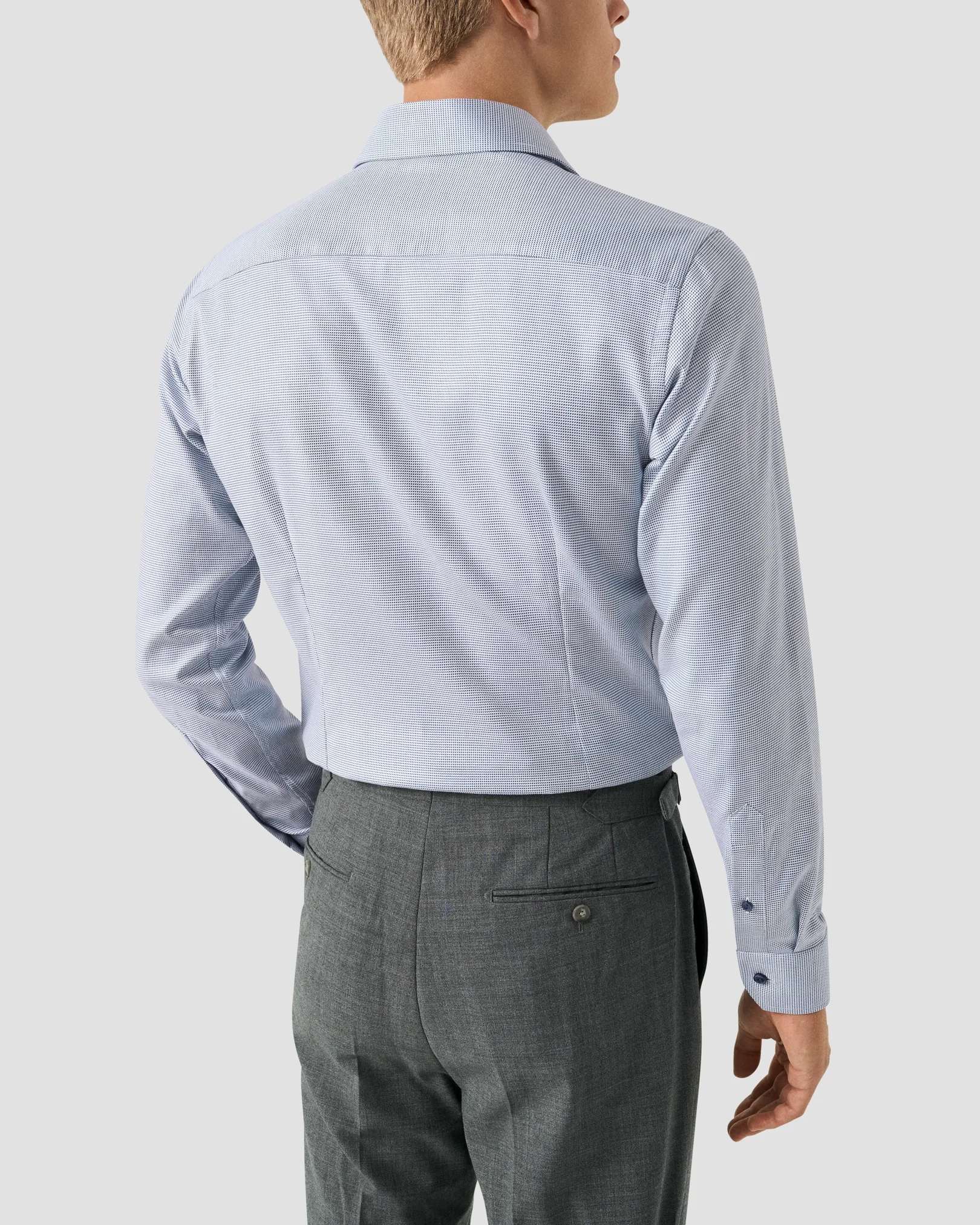 Eton - navy blue semi solid twill shirt