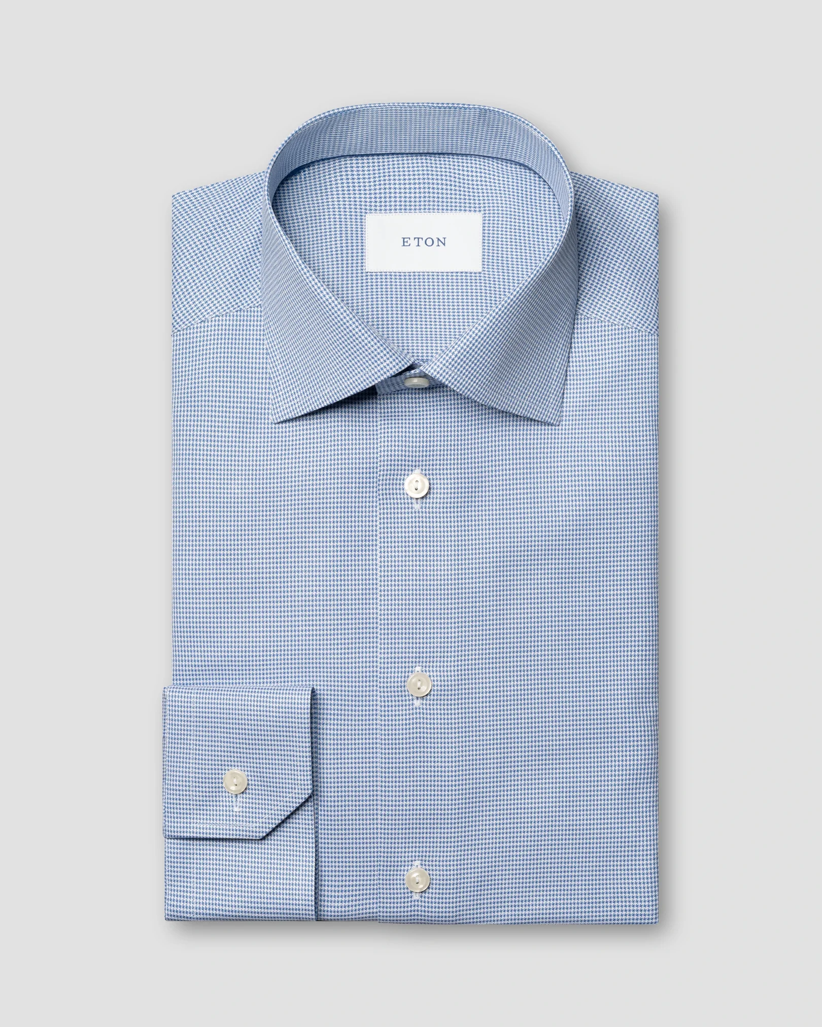 Eton - dark blue houndstooth signature twill shirt