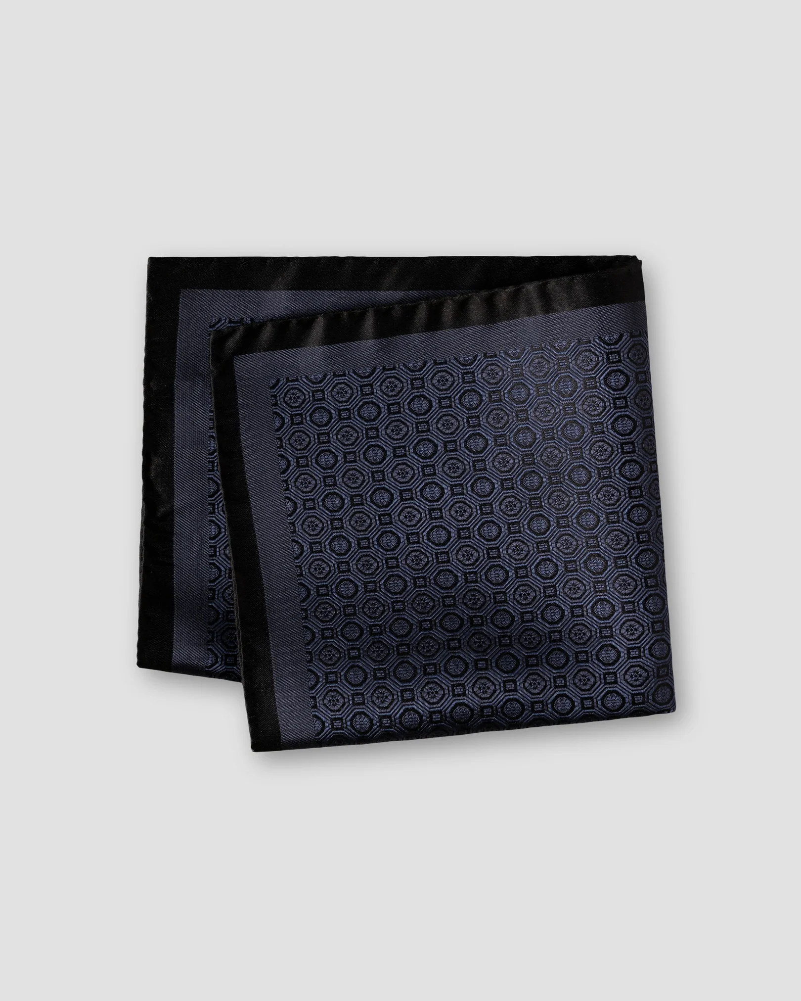 Eton - navy blue medallion woven silk pocket square