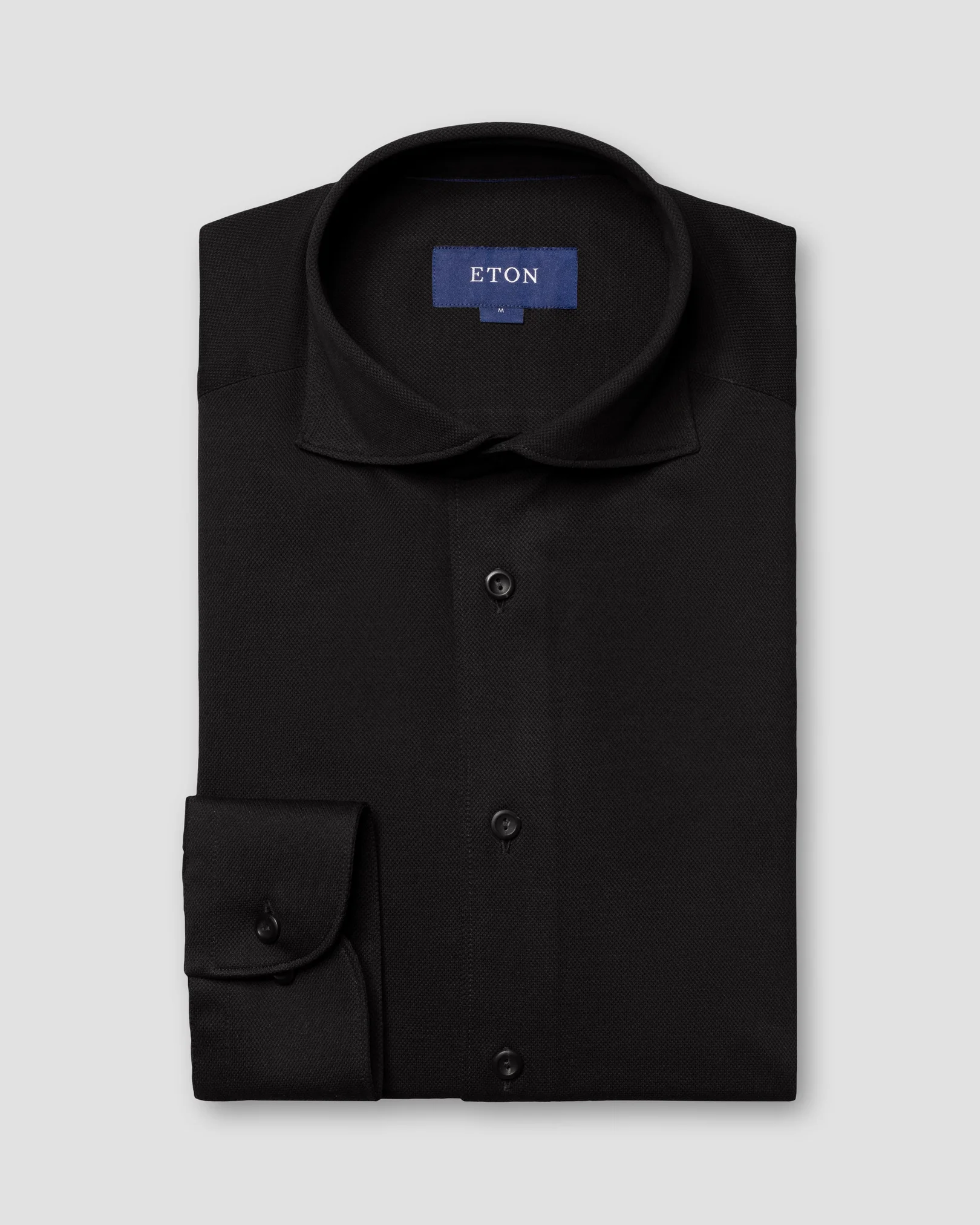 Eton - black pique shirt