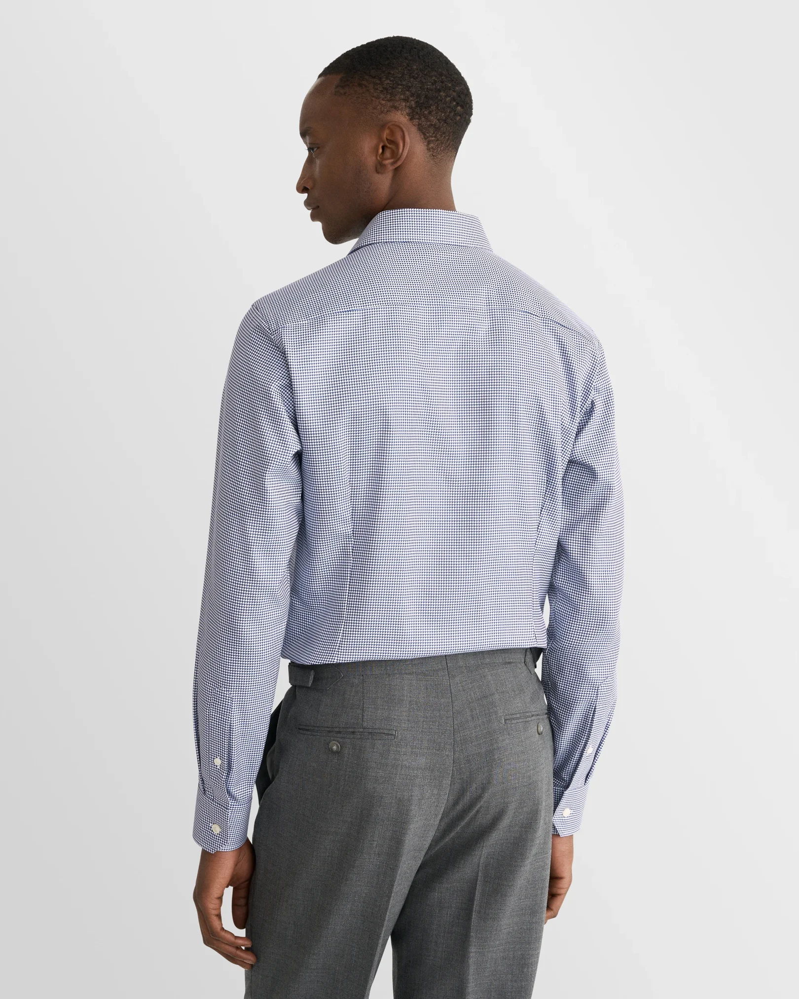 Eton - houndstooth king twill shirt cut away