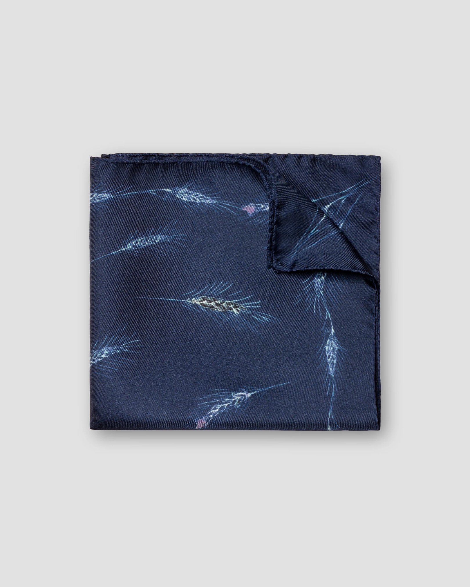 Eton - blue wheat print silk pocket square