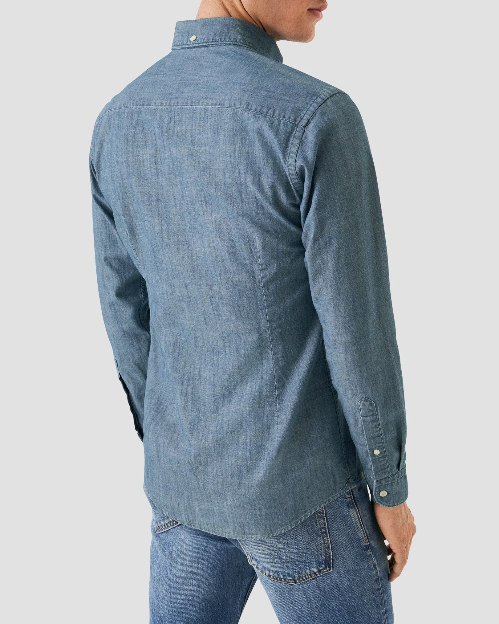 Eton - dark blue denim button down rounded single slim fit