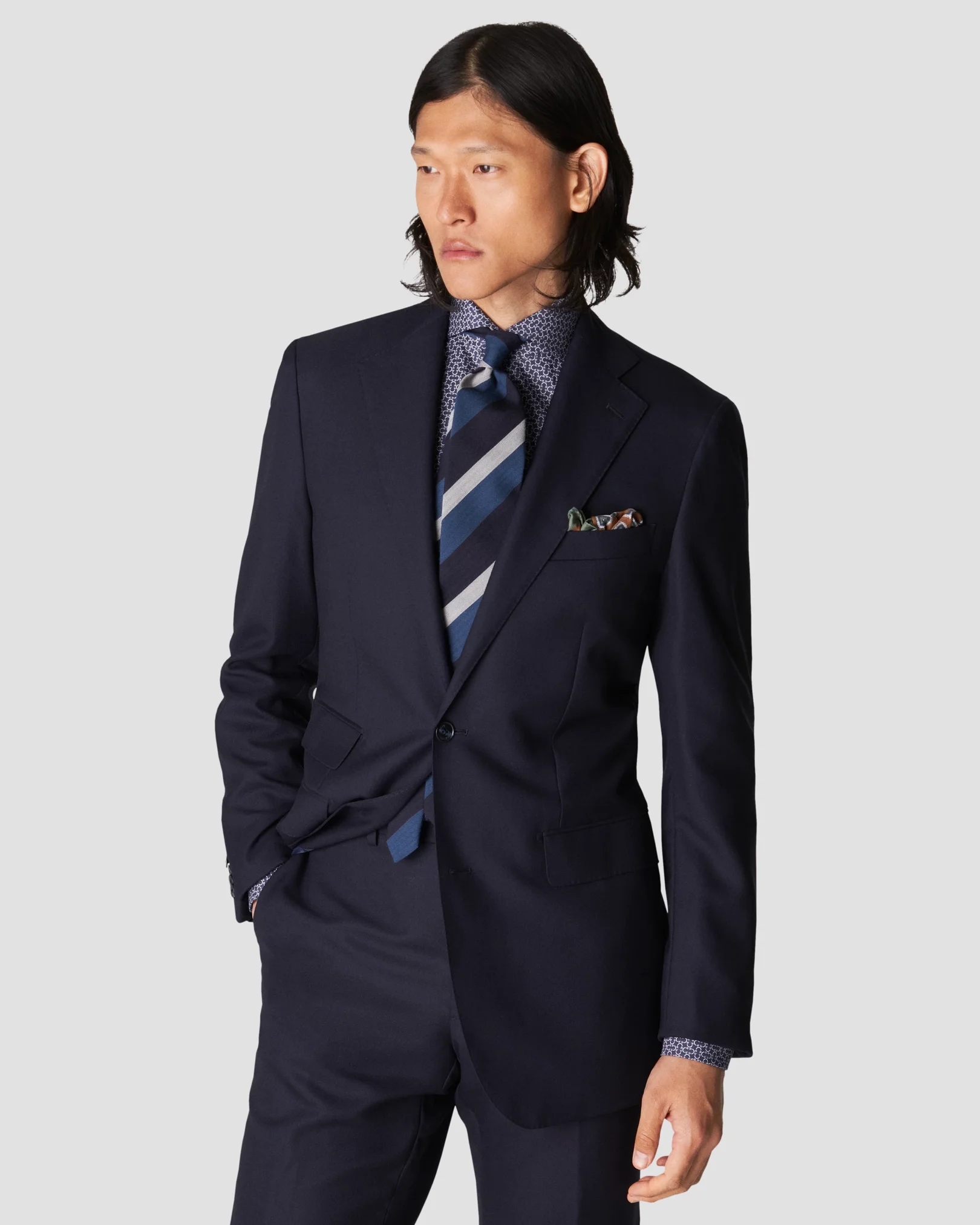 Eton - navy blue signature twill with print