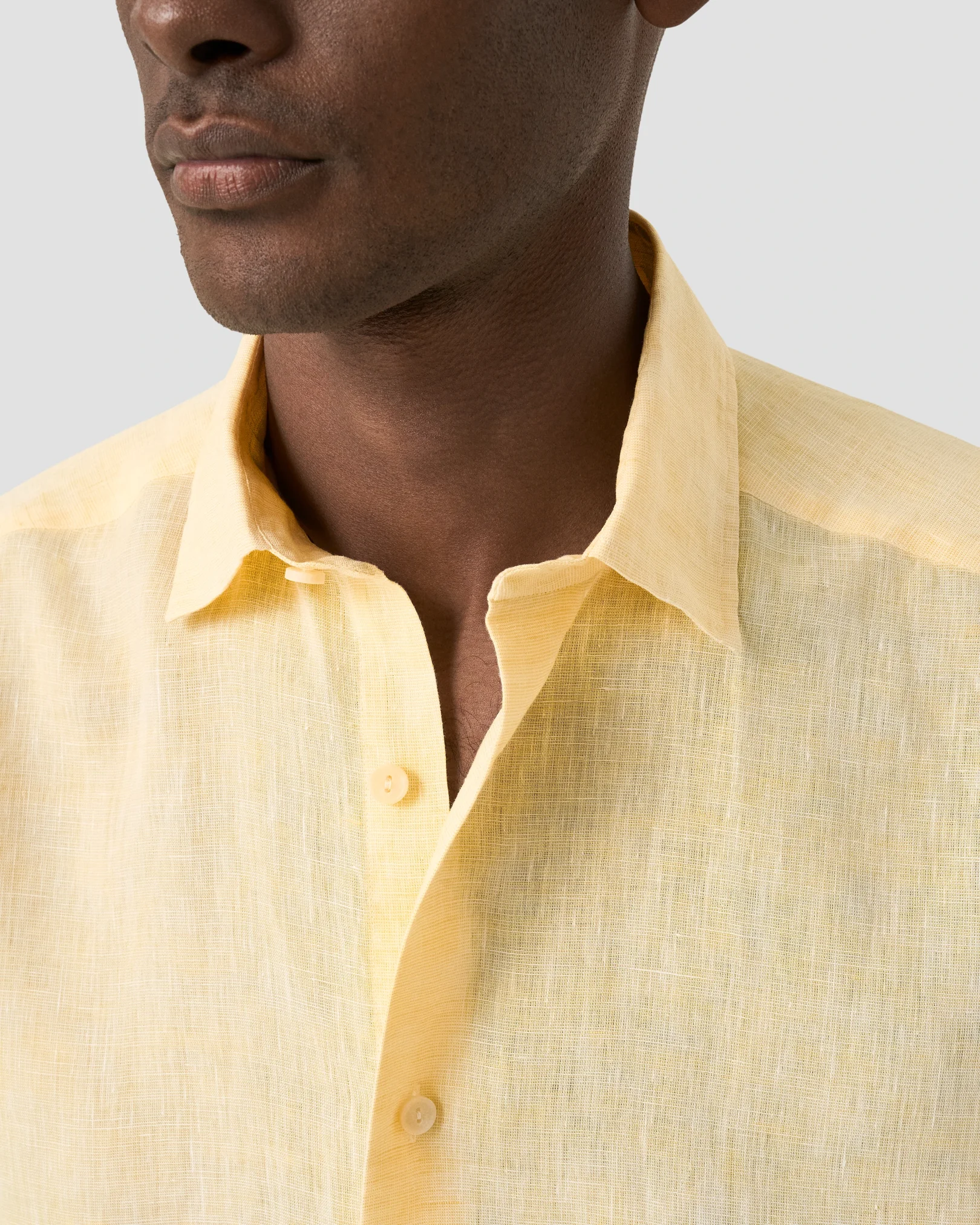 Eton - solid linen short sleeve shirt spread short sleeve plain casual fit