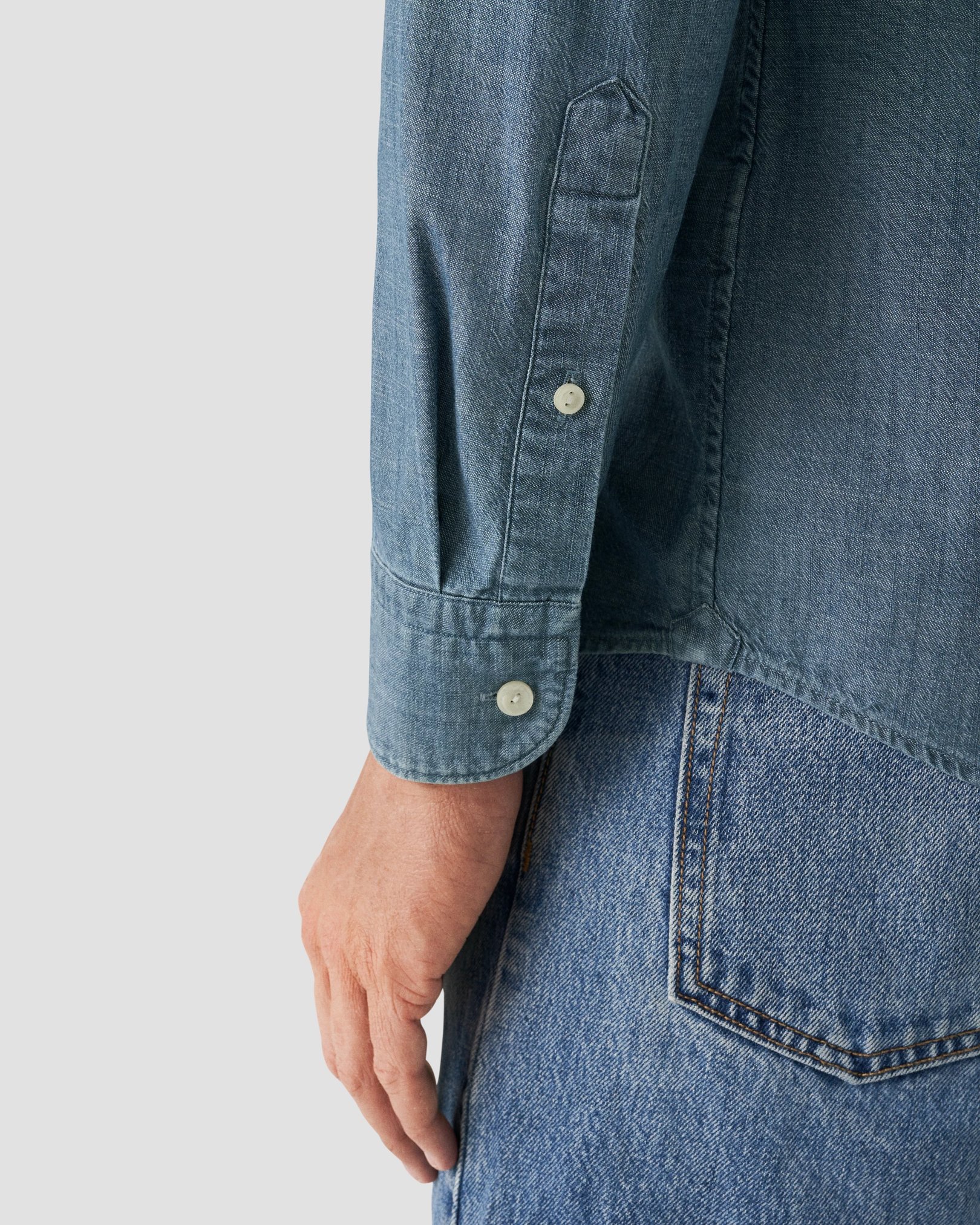 Eton - dark blue denim button down rounded single slim fit