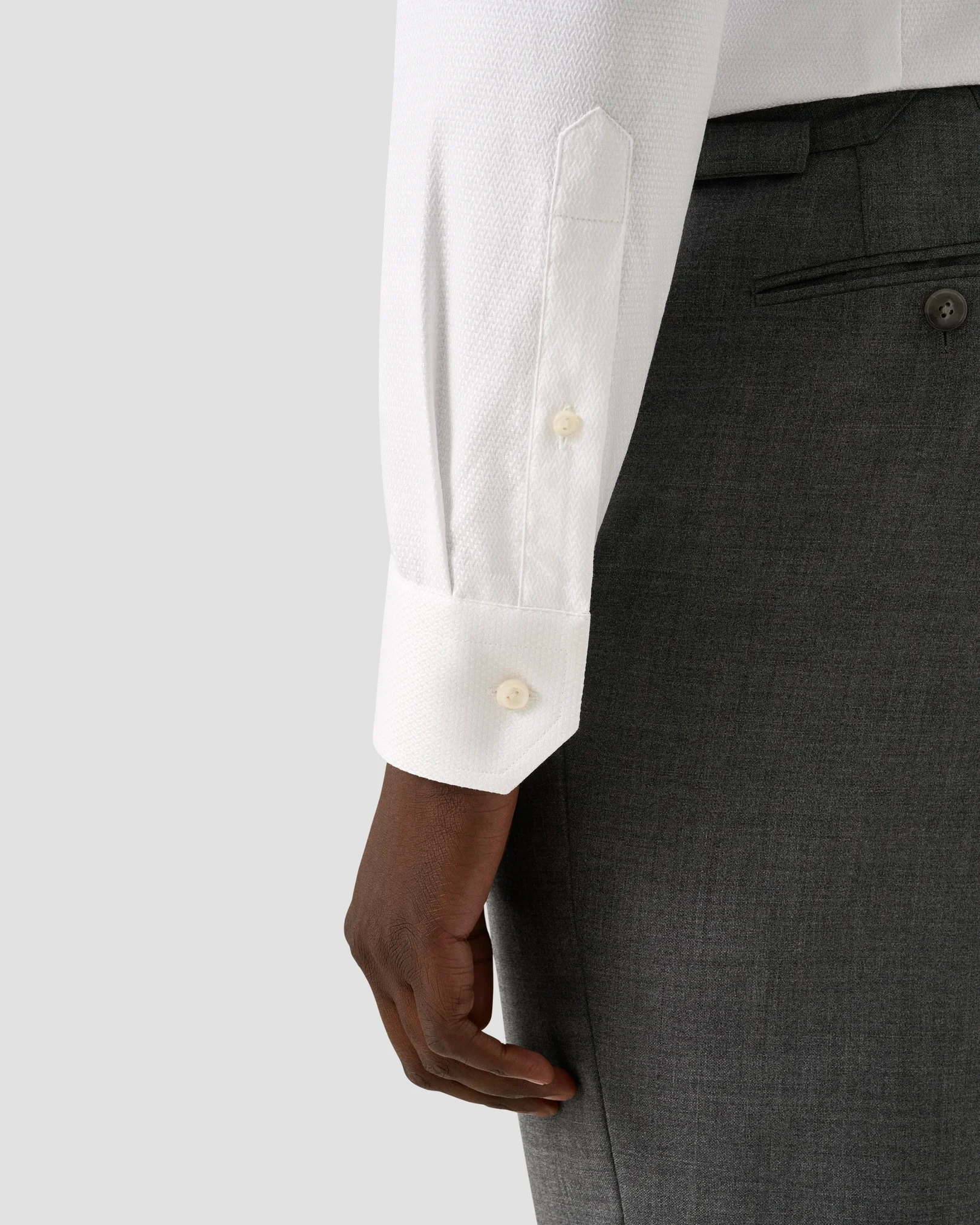 Eton - white semi solid dobby shirt