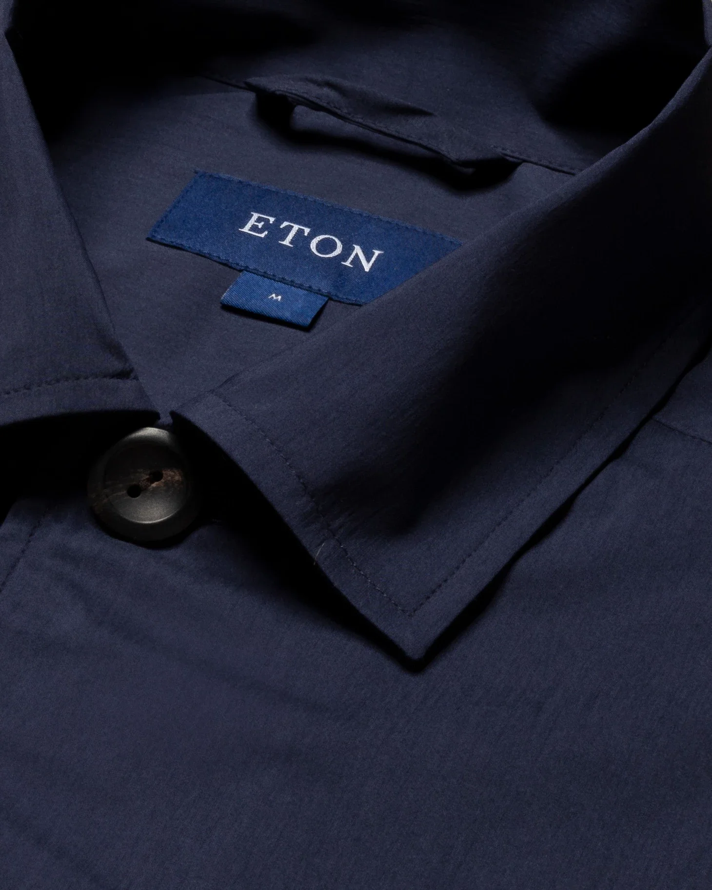 Eton - navy blue cotton and nylon collar with no collarstand double round with piping regular