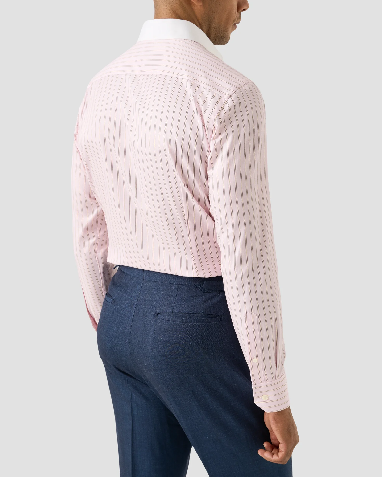 Eton - Striped White Collar Signature Twill Shirt