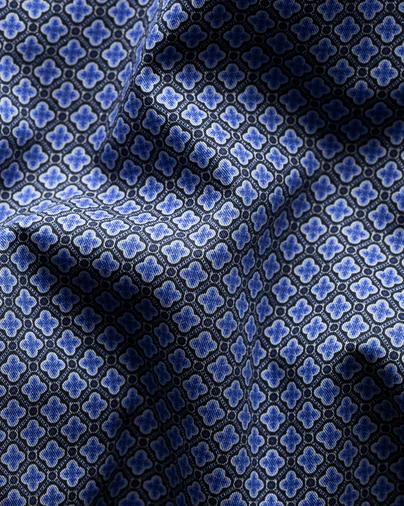 Eton - dark blue geometric print fine twill shirt