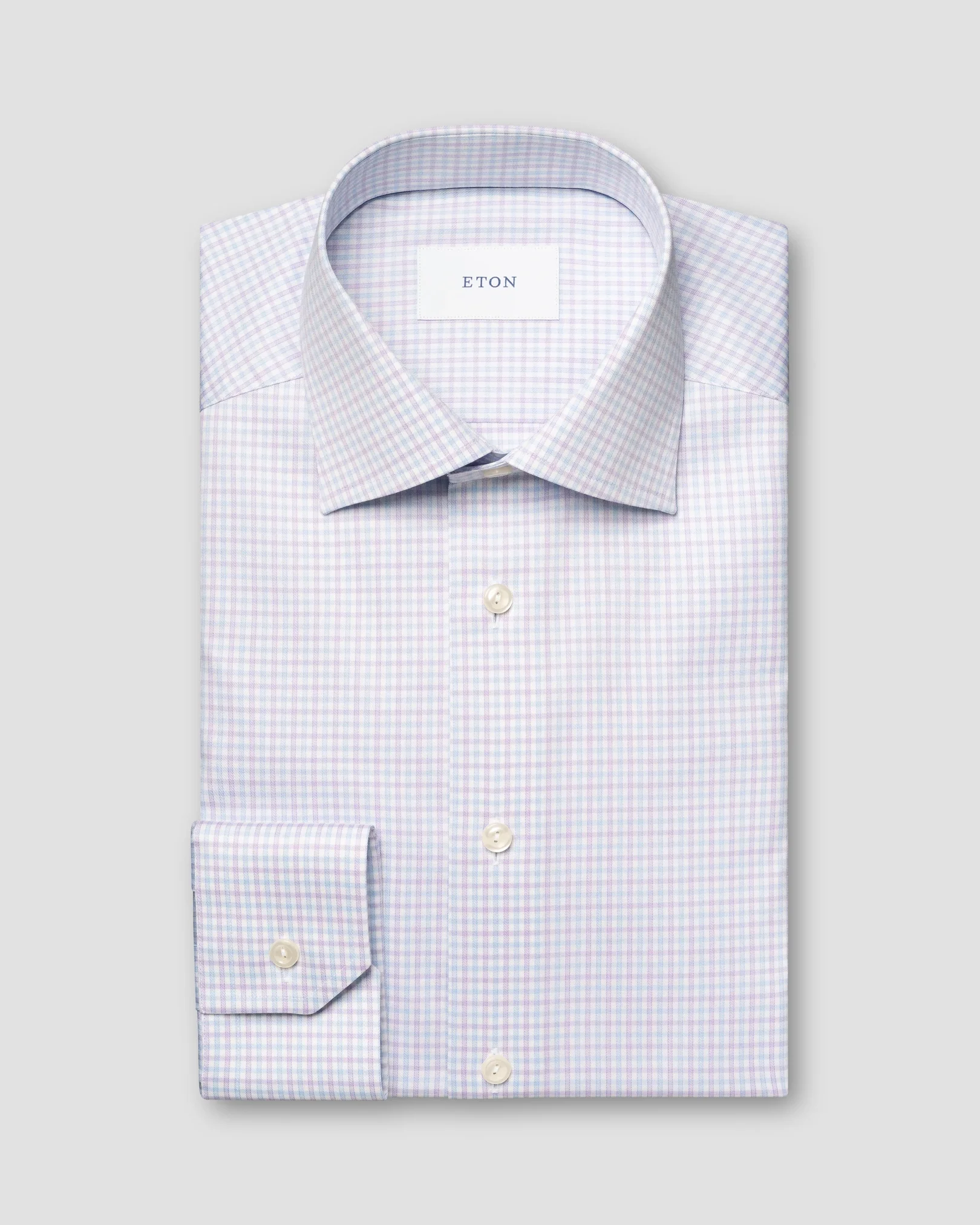 Eton - check twill shirt cut away single slim