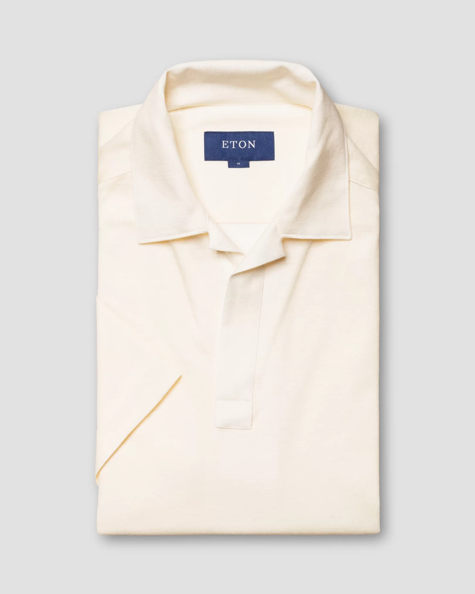 Eton - white pique open collar turn up short sleeve slim jersey spring summer