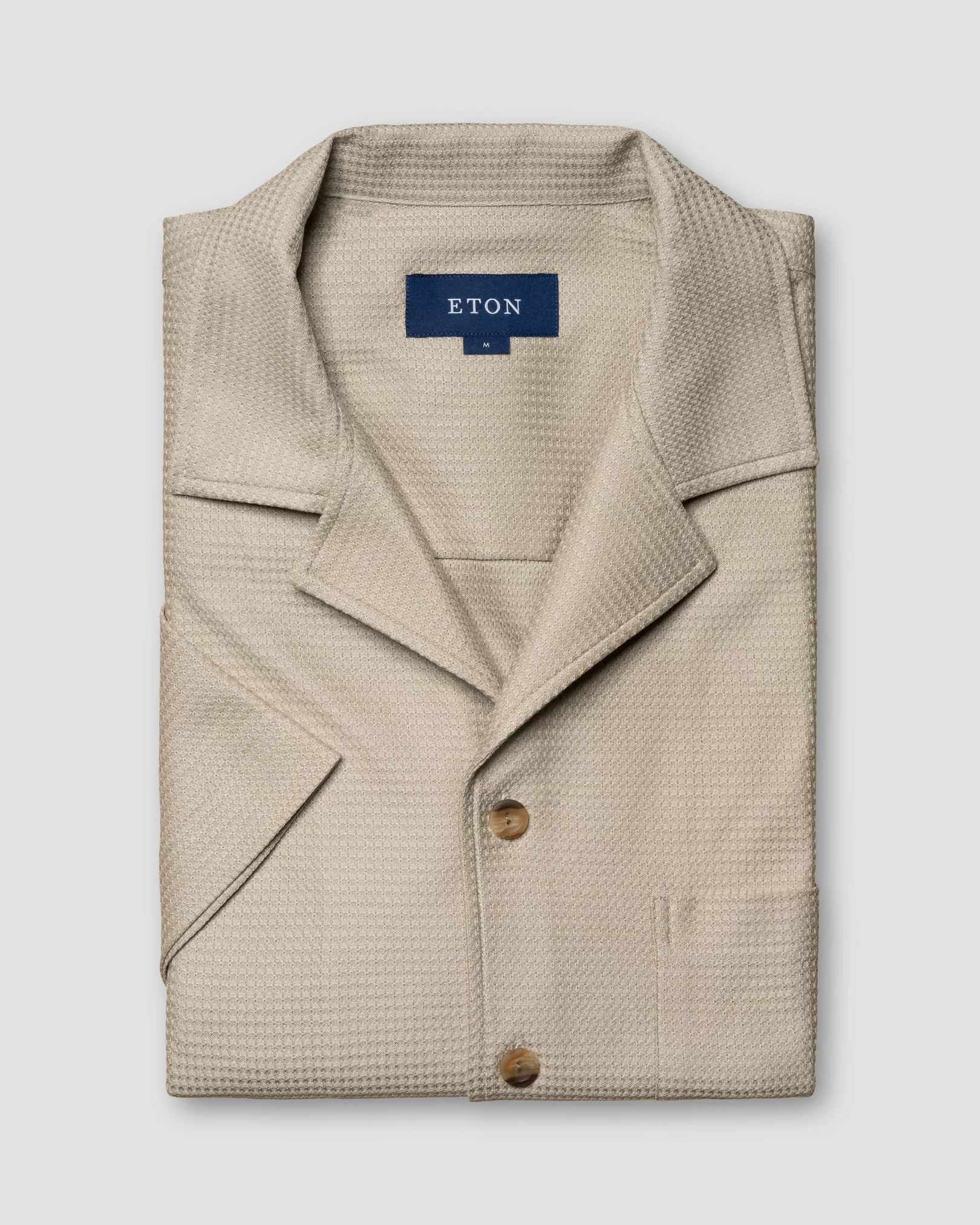 Eton - Light Brown Filo di Scozia Jacquard Resort Shirt