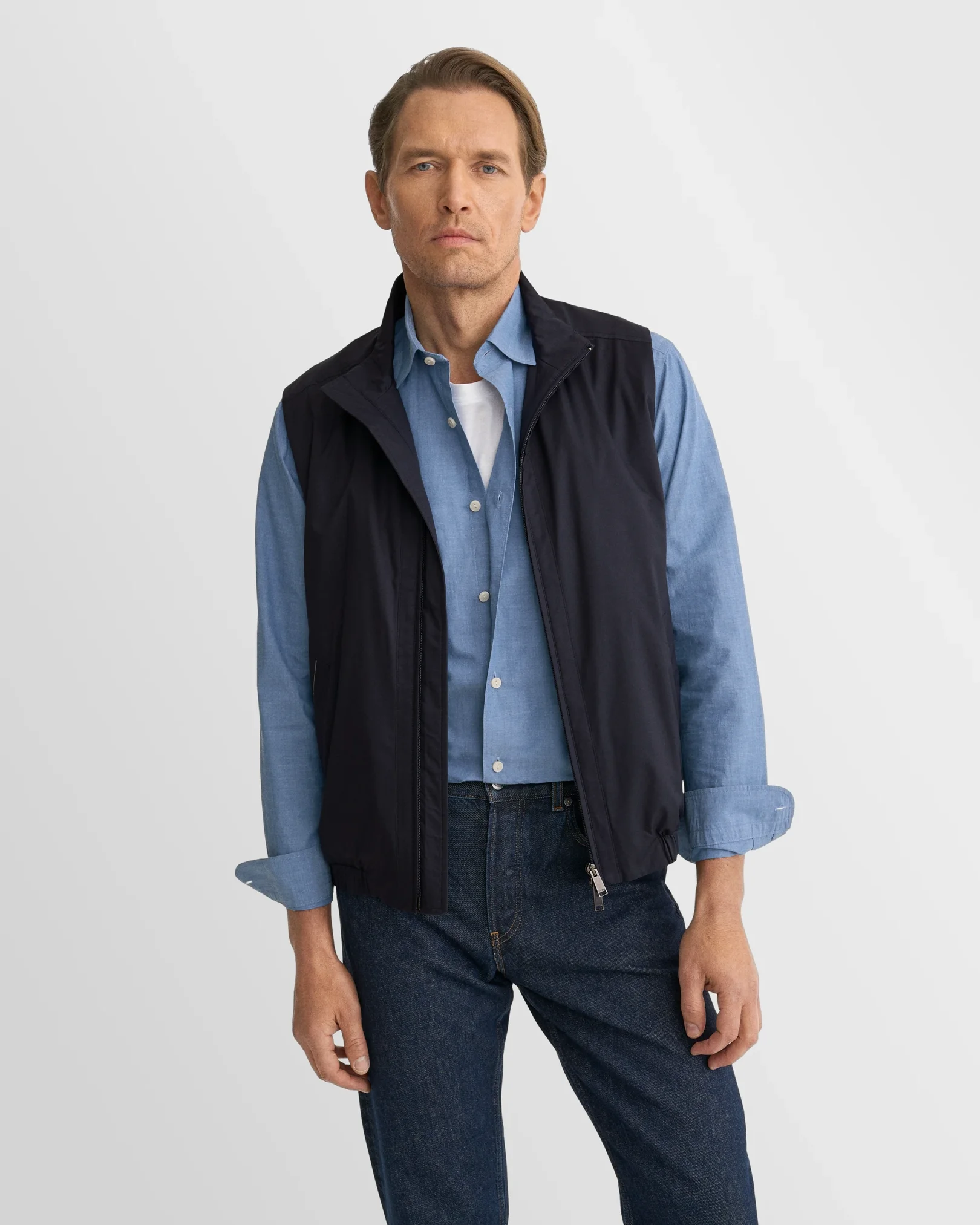 Eton - solid chambray shirt spread rounded single casual fit