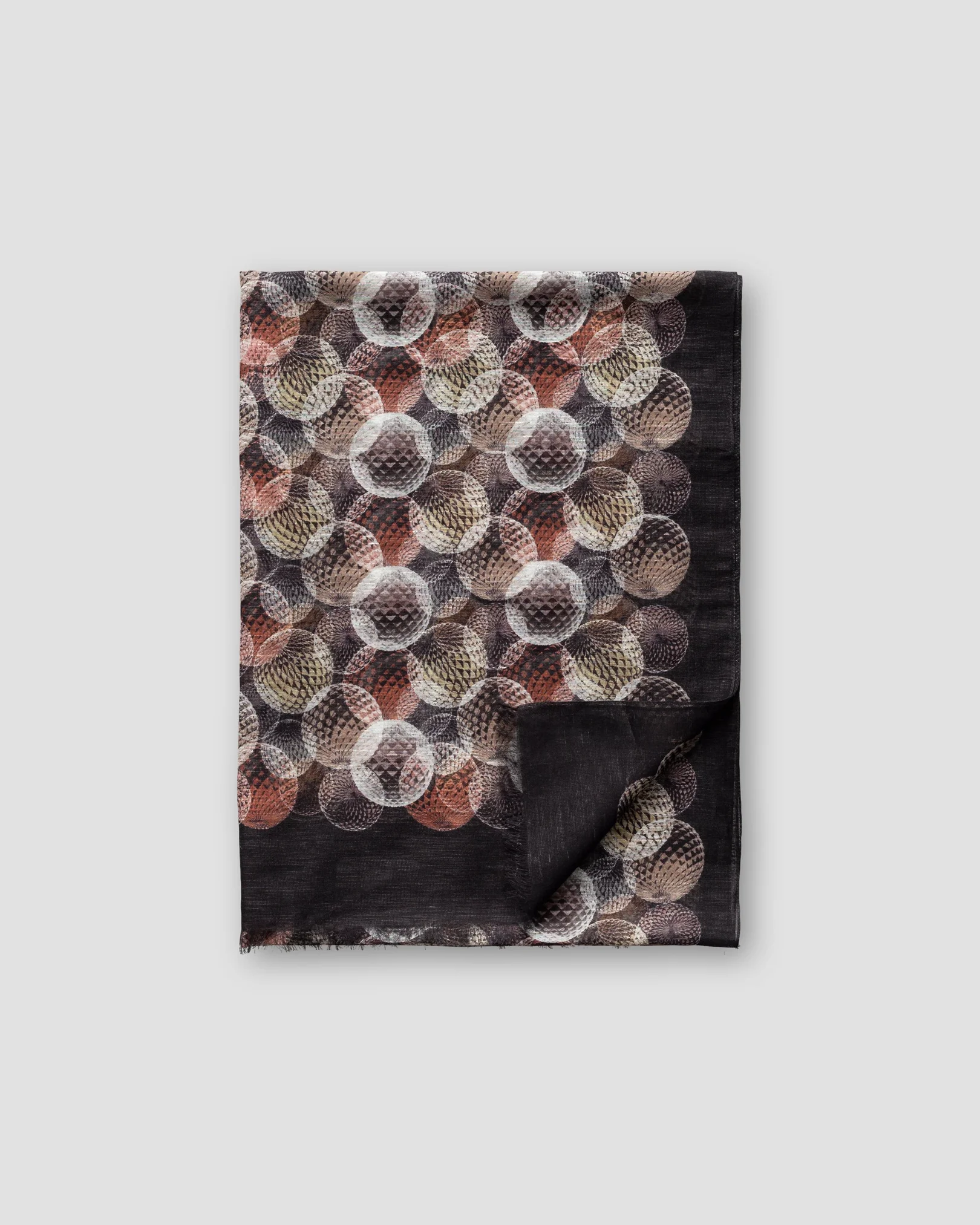 Eton - black abstract print cotton linen scarf