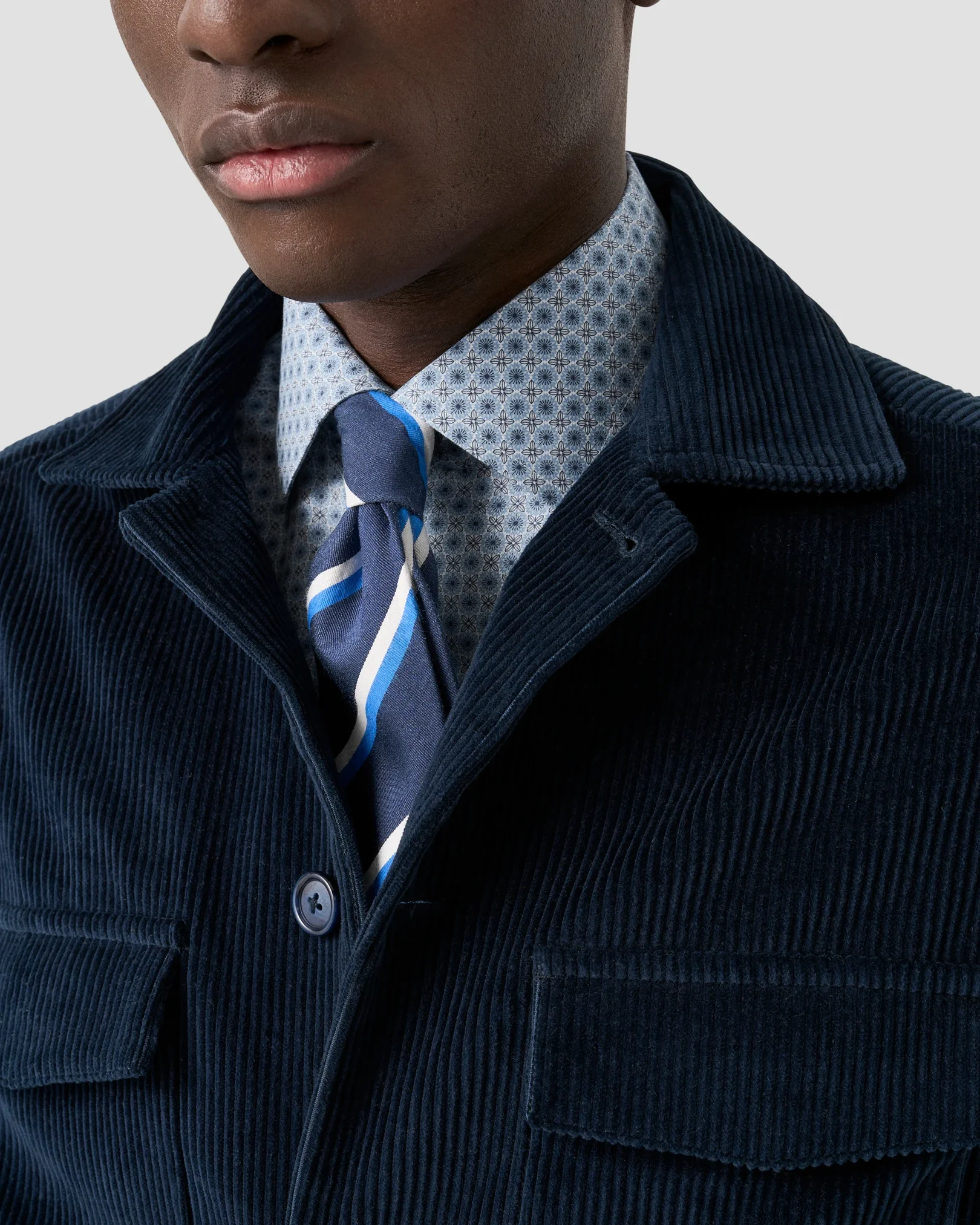 Eton - micro floral print shirt cut away 256