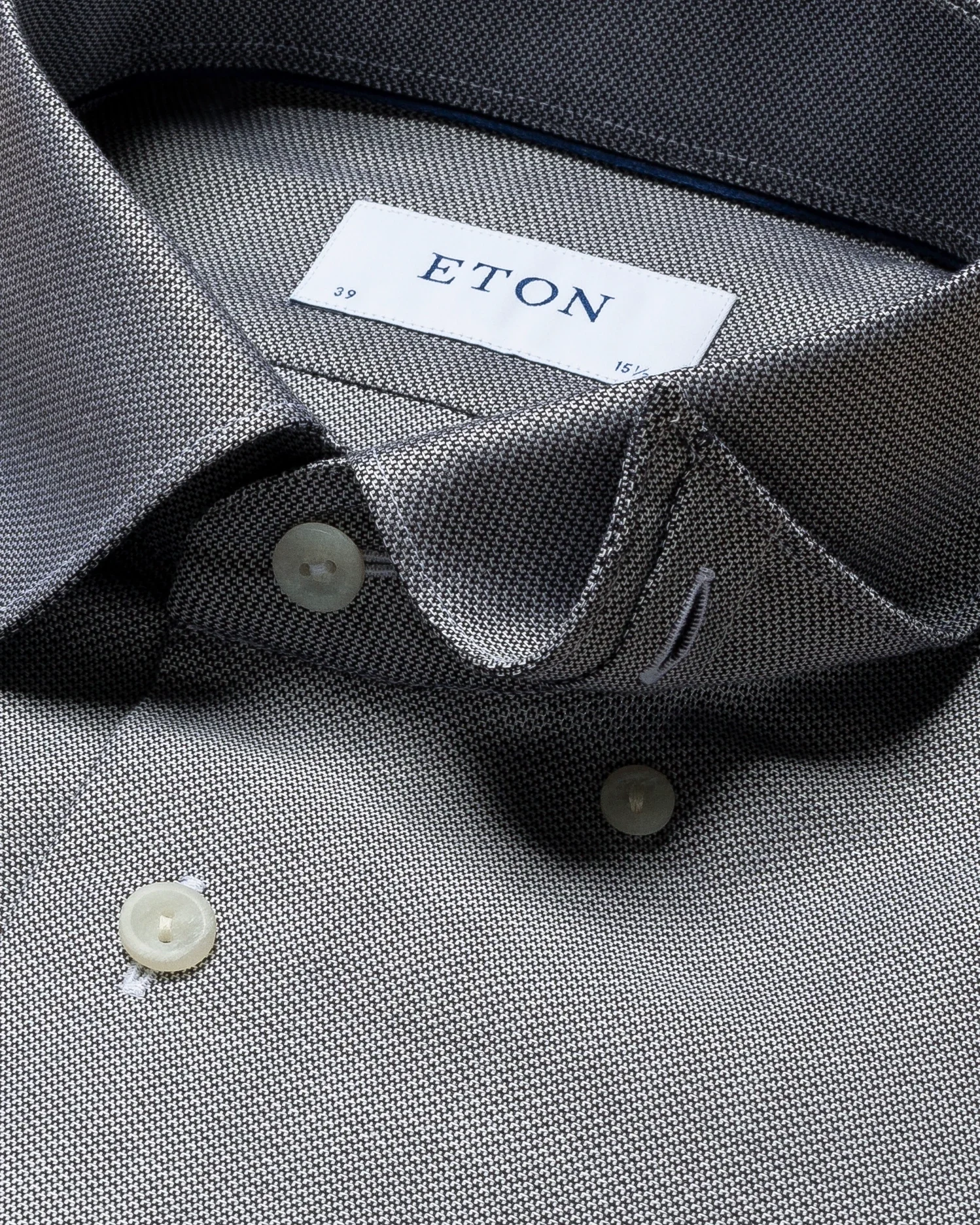 Eton - black blue cotton lyocell stretch knit effect shirt