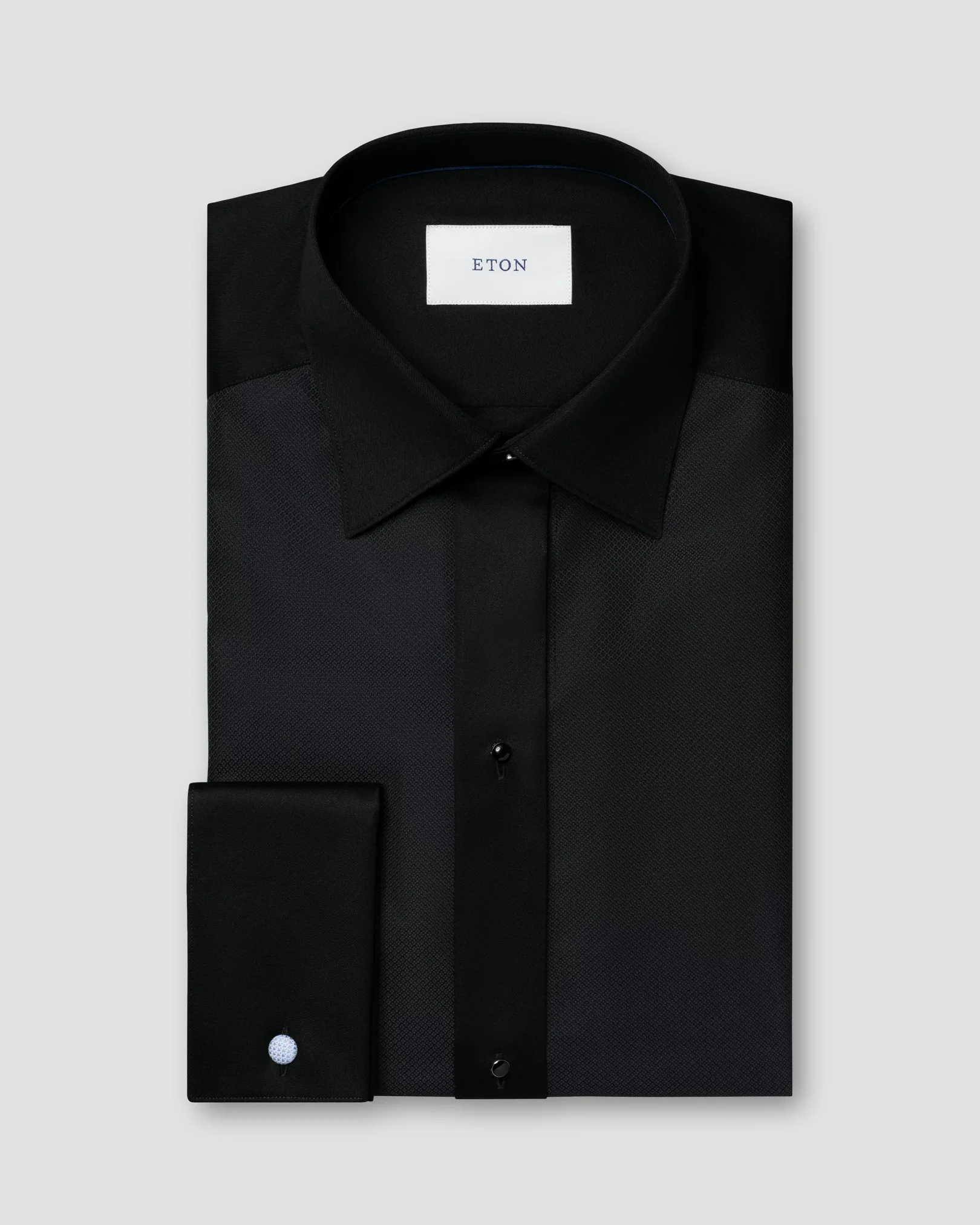 Eton - black dobby bib front shirt