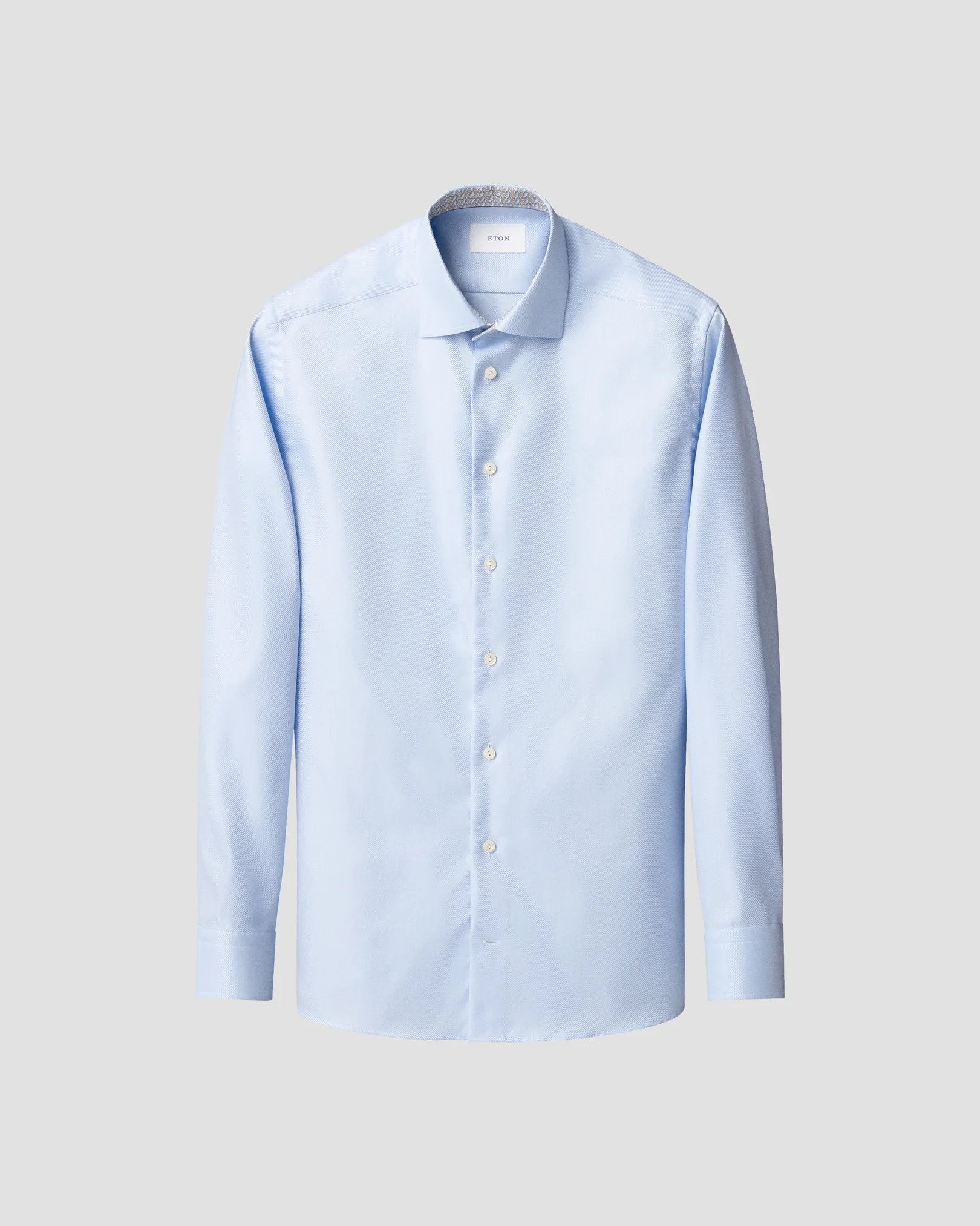 Eton - light blue geometric effect textured twill shirt