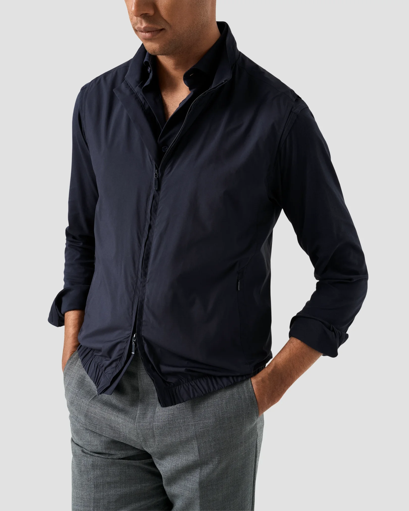 Eton - navy supima cotton strech shirt