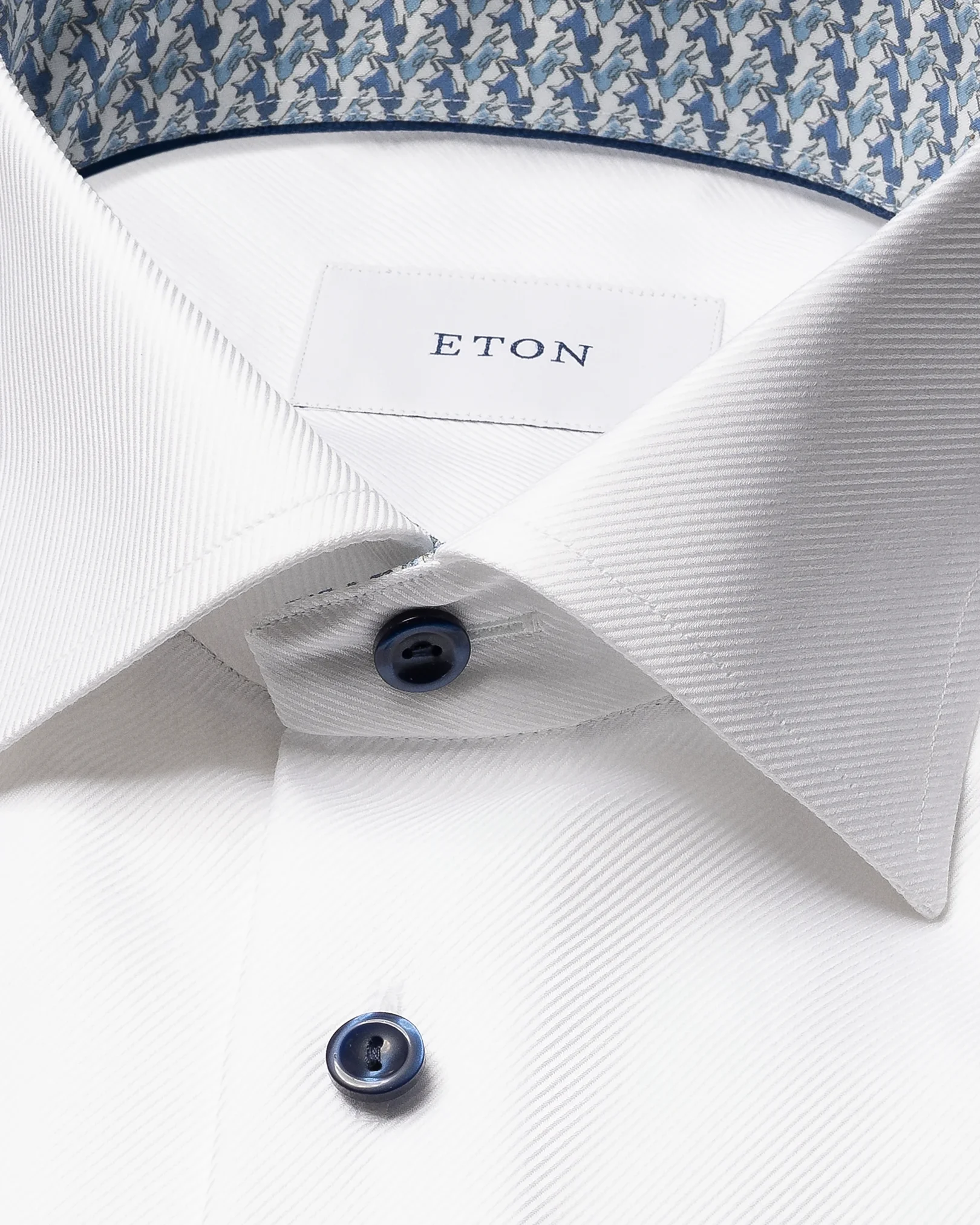 Eton - geometric effect textured twill shirt