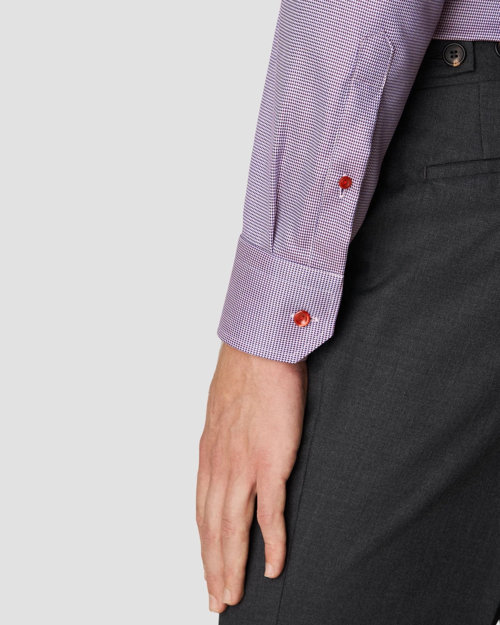 Eton - red textured twill shirt