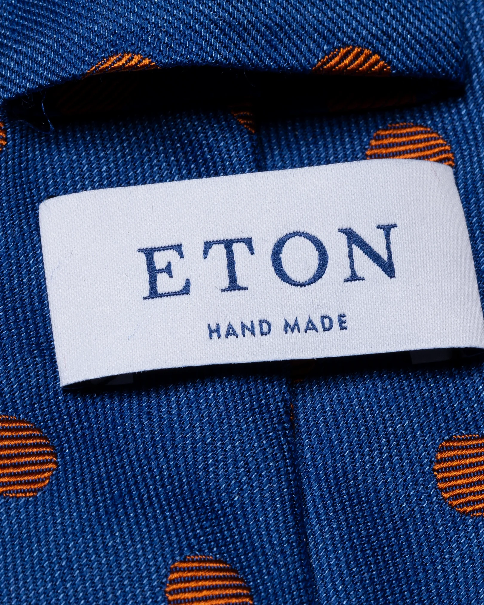 Eton - blue and yellow polka dot silk wool tie
