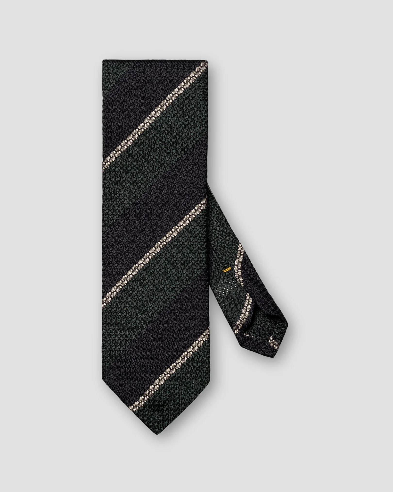 Dark Green Striped Grenadine Silk Tie