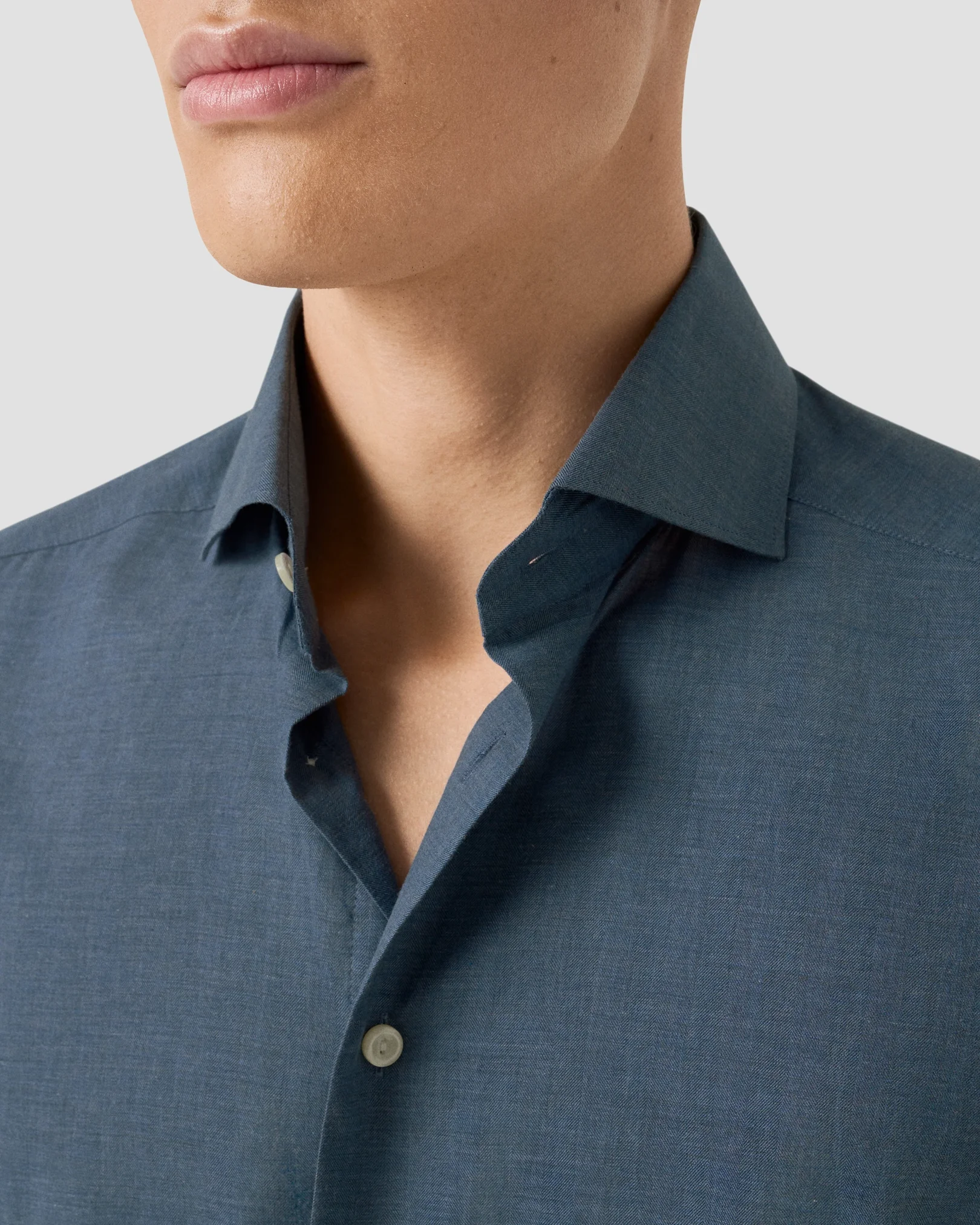 Eton - dark blue solid signature flannel shirt 256