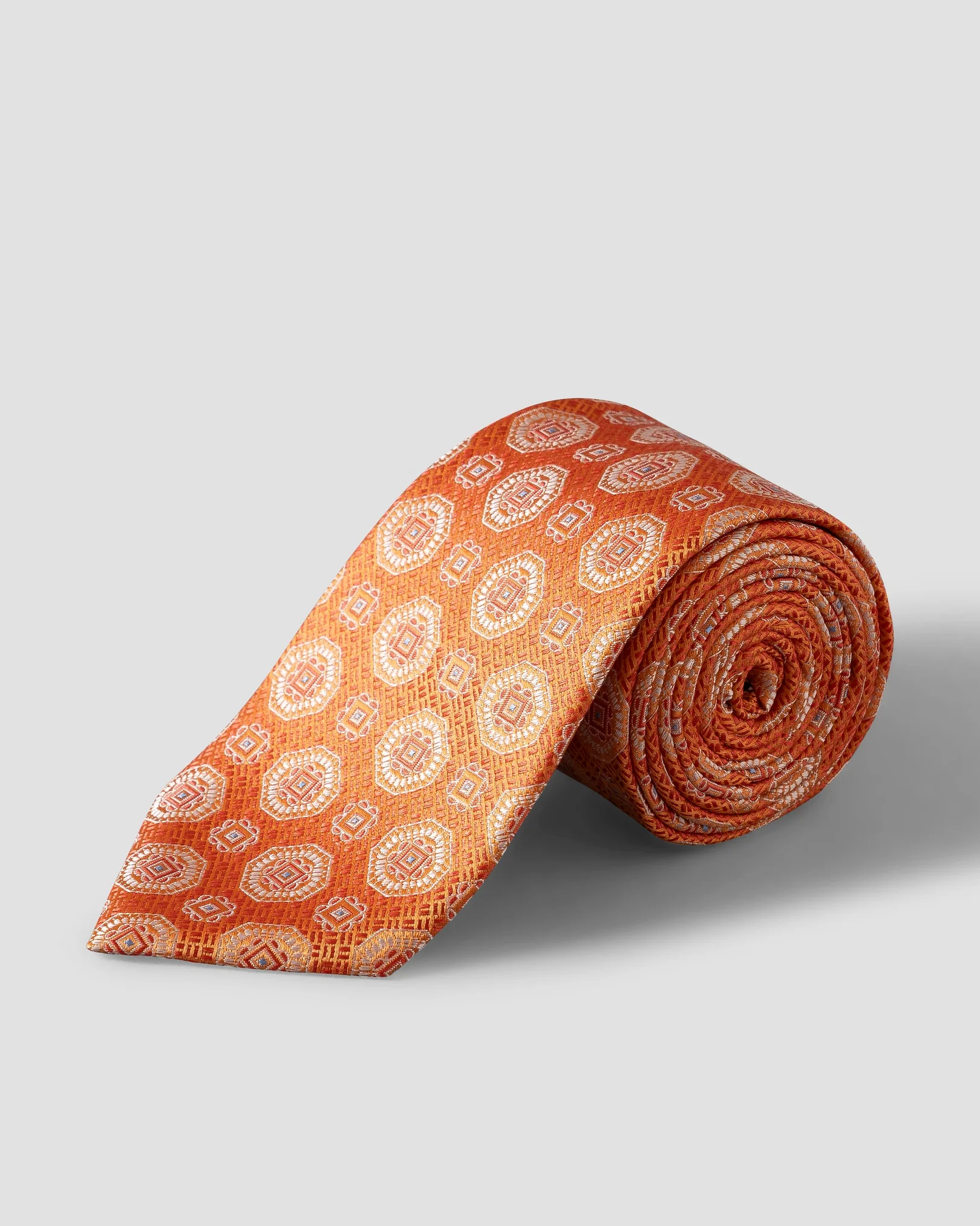 Eton - orange medallion woven silk tie